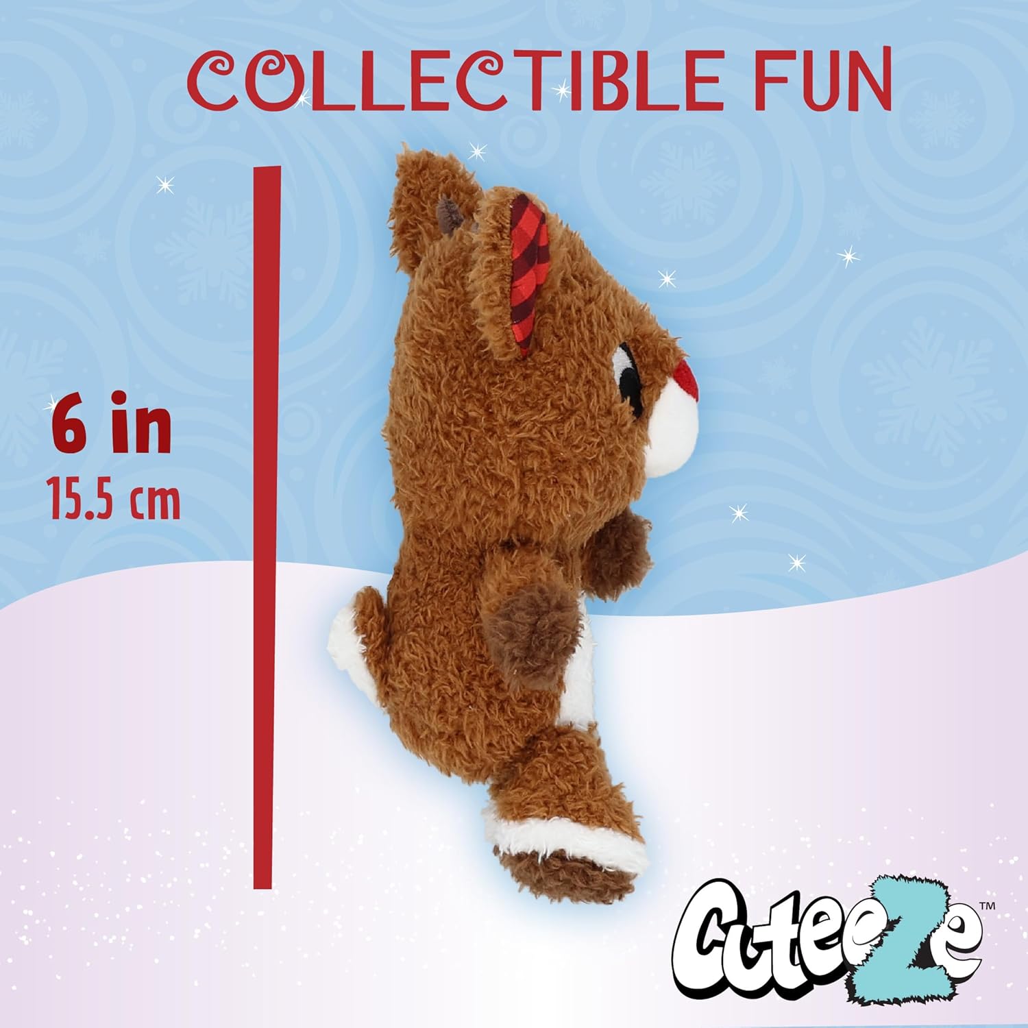 KIDS PREFERRED Rudolph The Red Nose Reindeer Cuteeze – Juguete de peluche para bebés y niños pequeños y niñas, 6 pulgadas