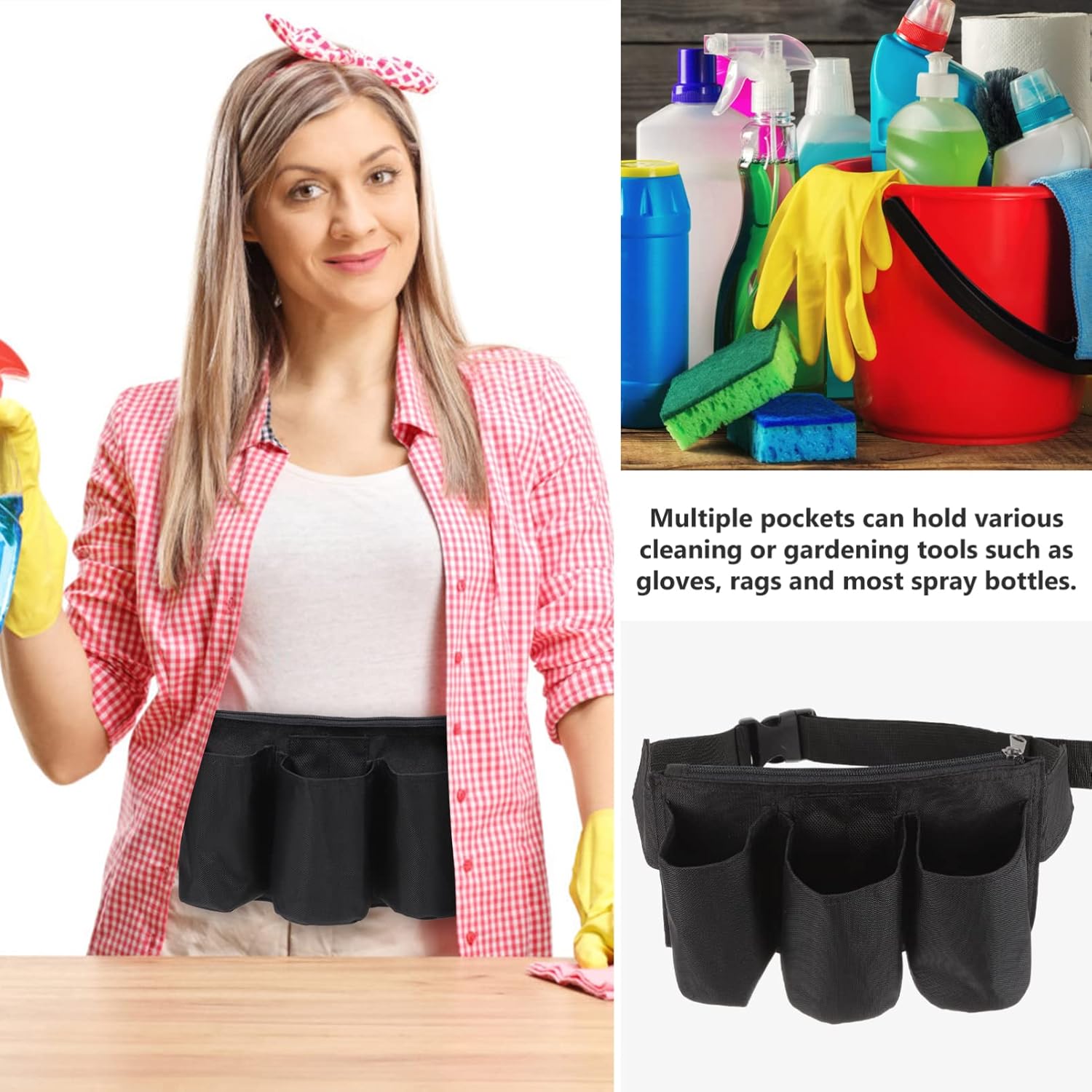 Zerodeko Cinturón de herramientas para mujer, bolsa de herramientas de jardinería para mujer, bolsa de herramientas de cintura ajustable, delantal