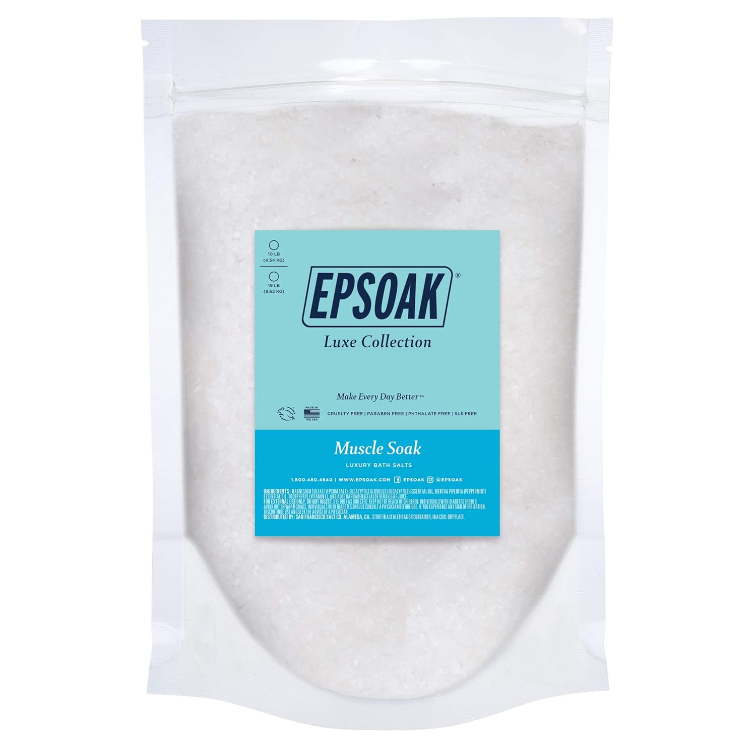 Sales de baño Muscle Soak – Bolsa a granel de 10 libras por San Francisco Salt Company