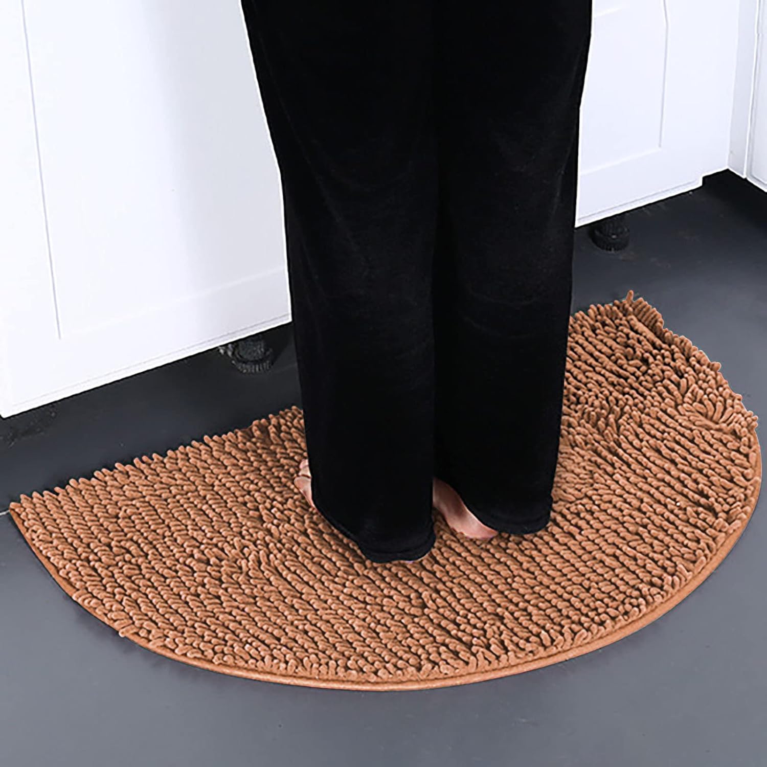 Scceatti Alfombras de baño de 20 x 13 pulgadas, alfombras de baño de medio círculo, suaves, antideslizantes, absorbentes, de secado rápido,
