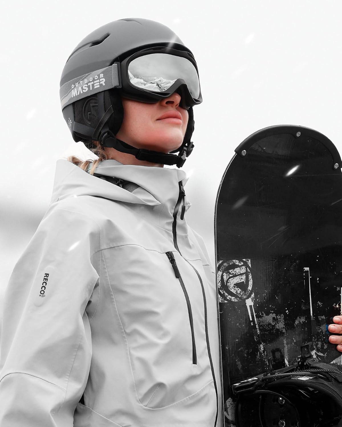 OutdoorMaster Juego de casco de esquí, casco de snowboard con gafas para adultos, carcasa de policarbonato duradera, espuma EPS protectora y 10
