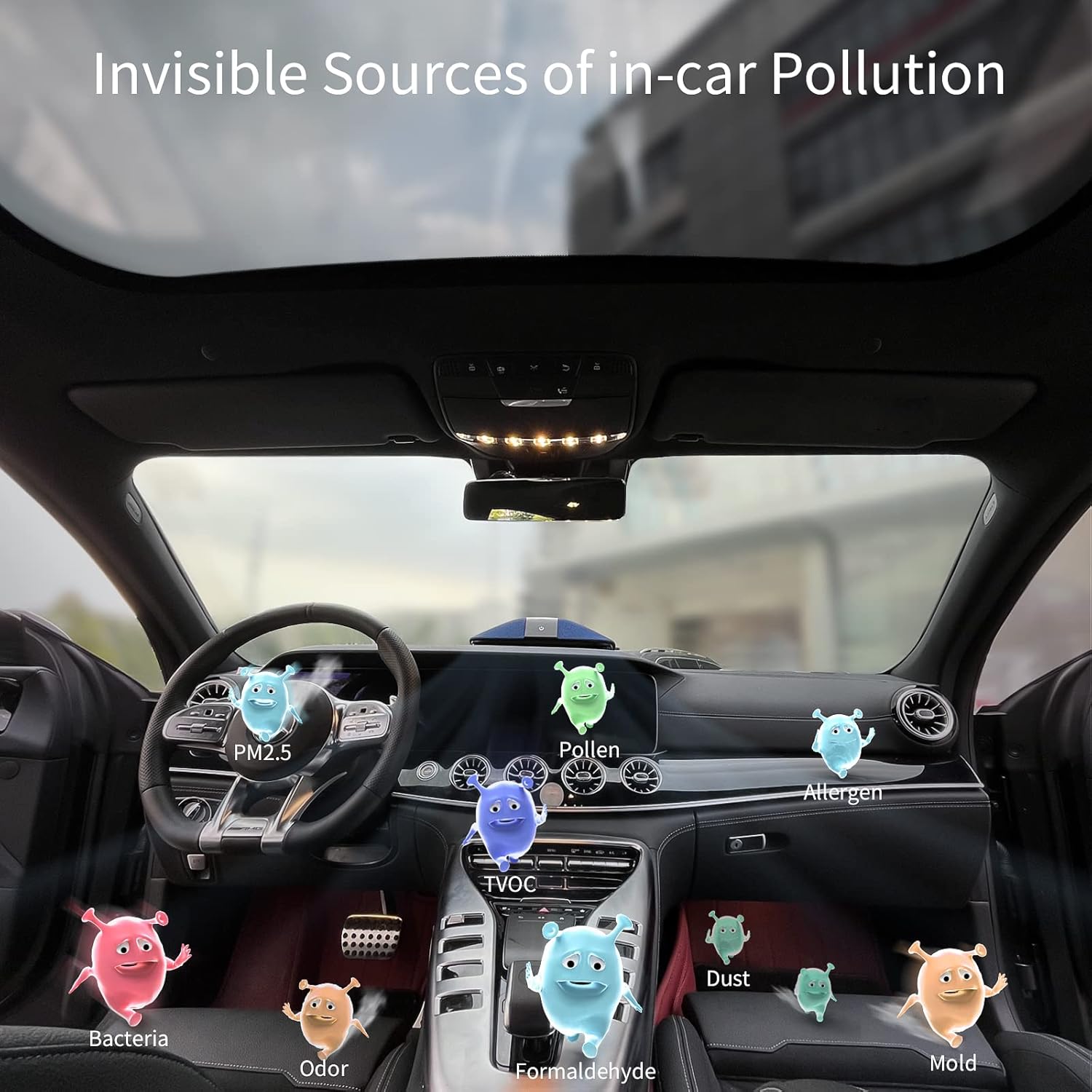 Purificador de aire para automóvil con filtro HEPA verdadero H13 purificador de aire portátil para automóviles para humos de escape, COV, humo,