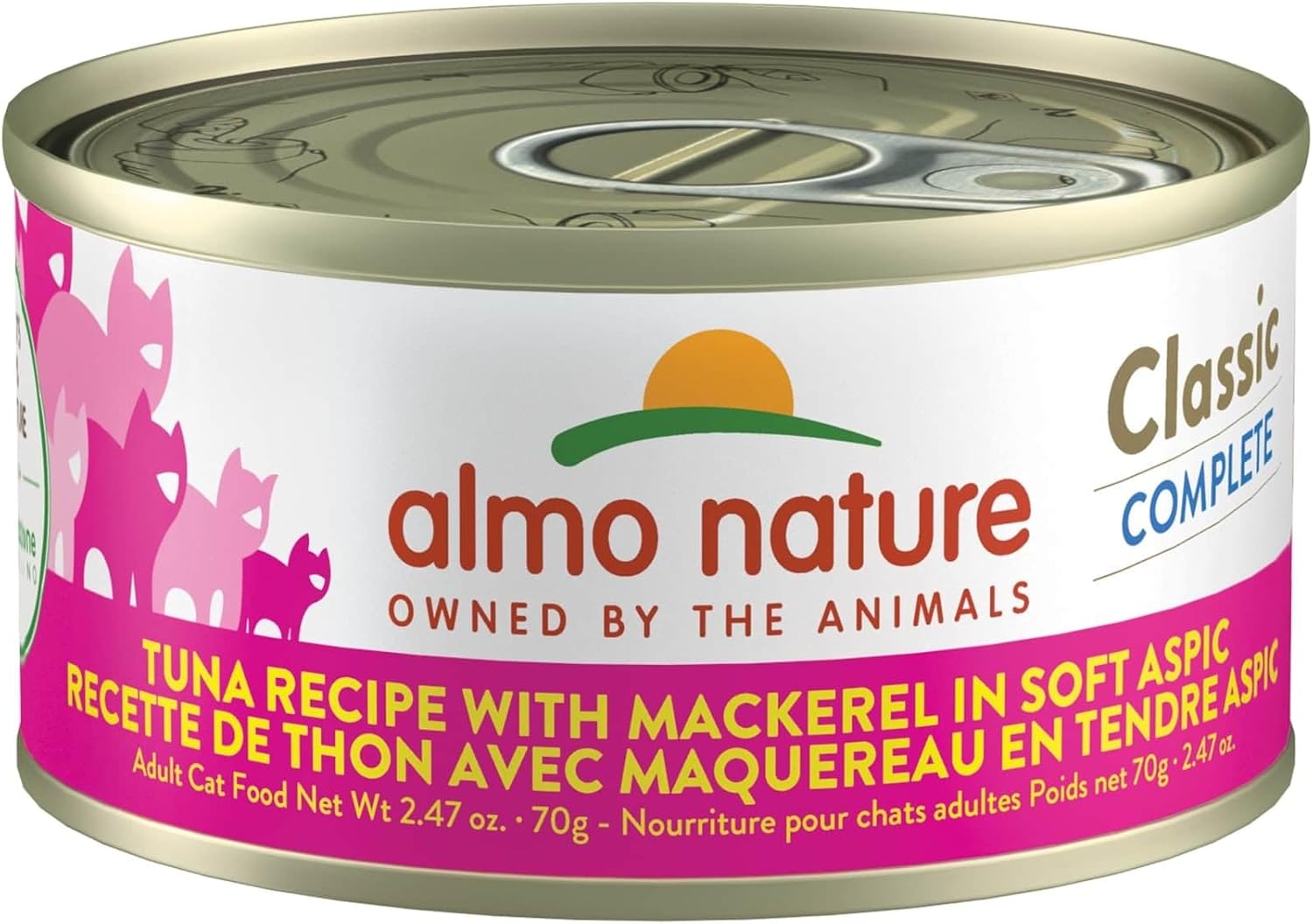Almo Nature Classic Complete Wet Cat Food Receta de atún con caballa en aspic suave 2.47 oz (paquete de 12)