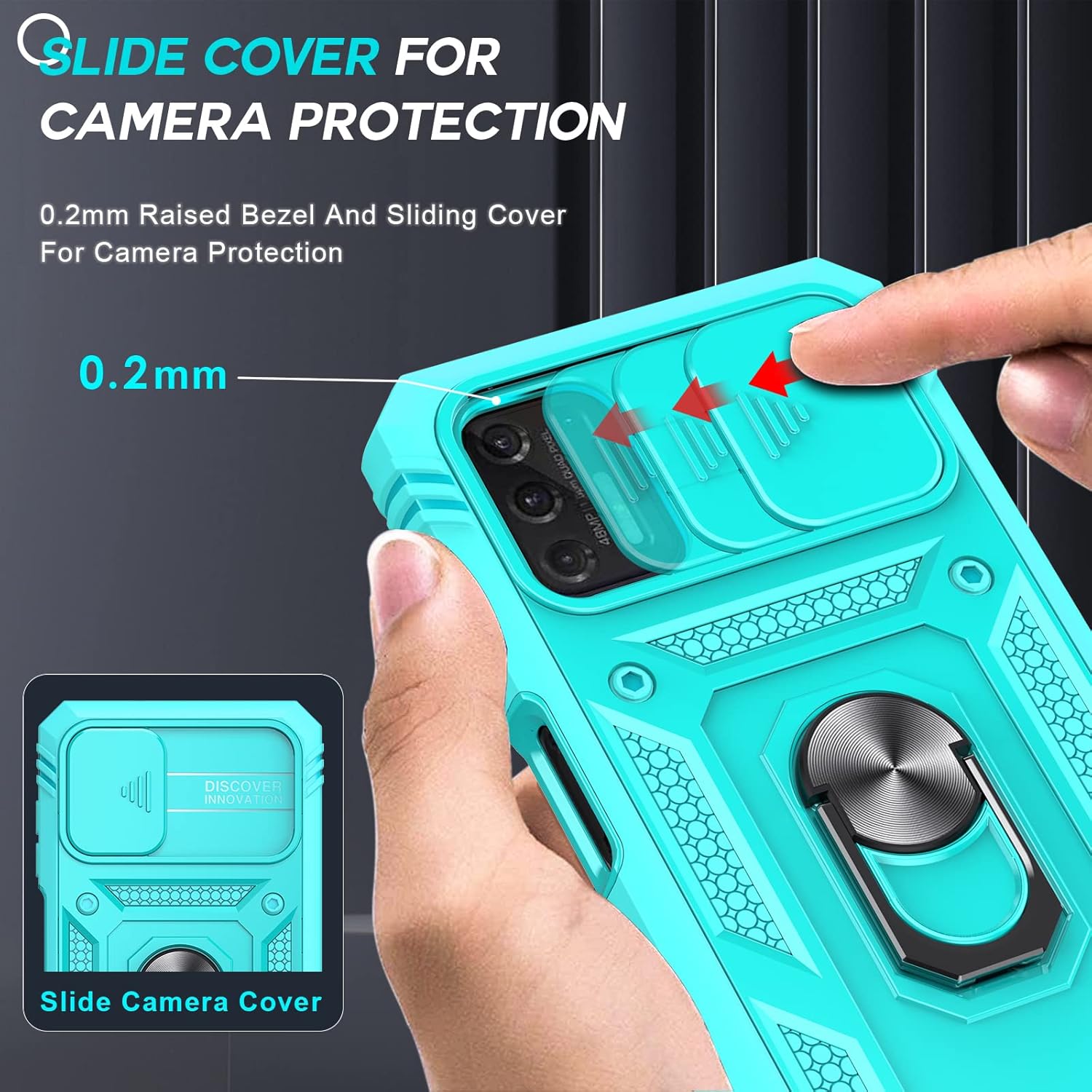 LeYi Funda para Moto G Stylus 2021 con funda deslizante para cámara + 2 unidades Protector de pantalla de vidrio templado, funda de grado militar