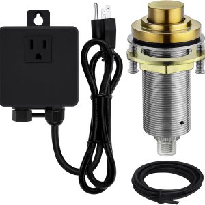 SINKINGDOM SinkTop – Kit de interruptor de aire con botón largo de bronce champán (latón completo) para eliminación de basura, salida única SINKINGDOM SinkTop – Kit de interruptor de aire con botón largo de bronce champán (latón completo) para eliminación de basura, salida única