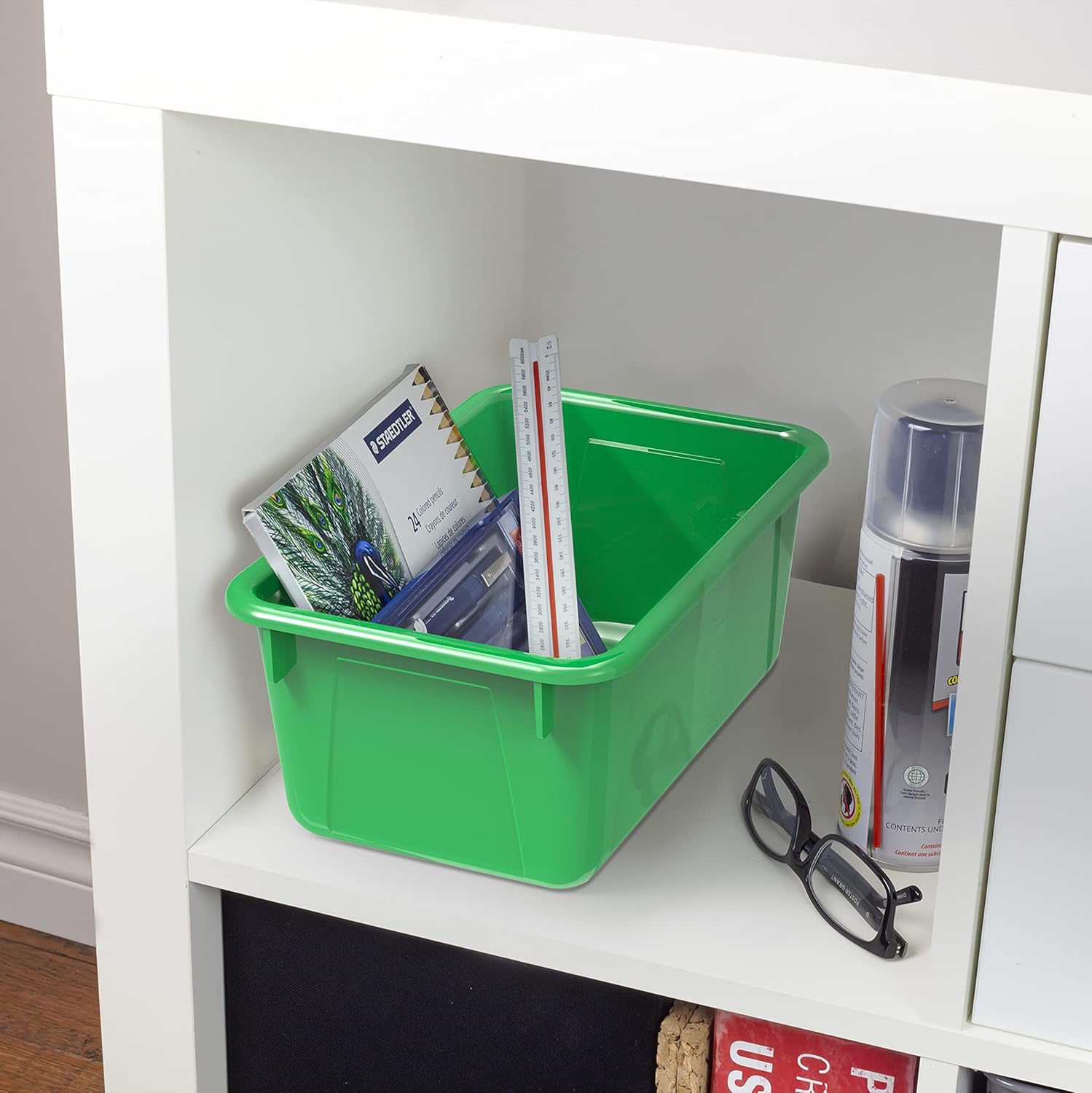 Storex – Cubos pequeños de almacenamiento, paquete de 5, de 12.2 x 7.8 x 5.1 pulgadas, color verde, (62417U05C)
