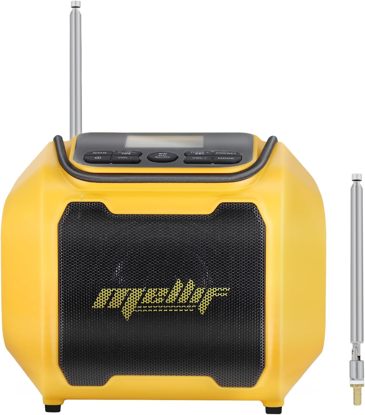 Mellif Altavoz de radio AMFM para batería de 20 V inalámbrico al aire libre TWS altavoz de emergencia radio meteorológica SOS y graves pesados,