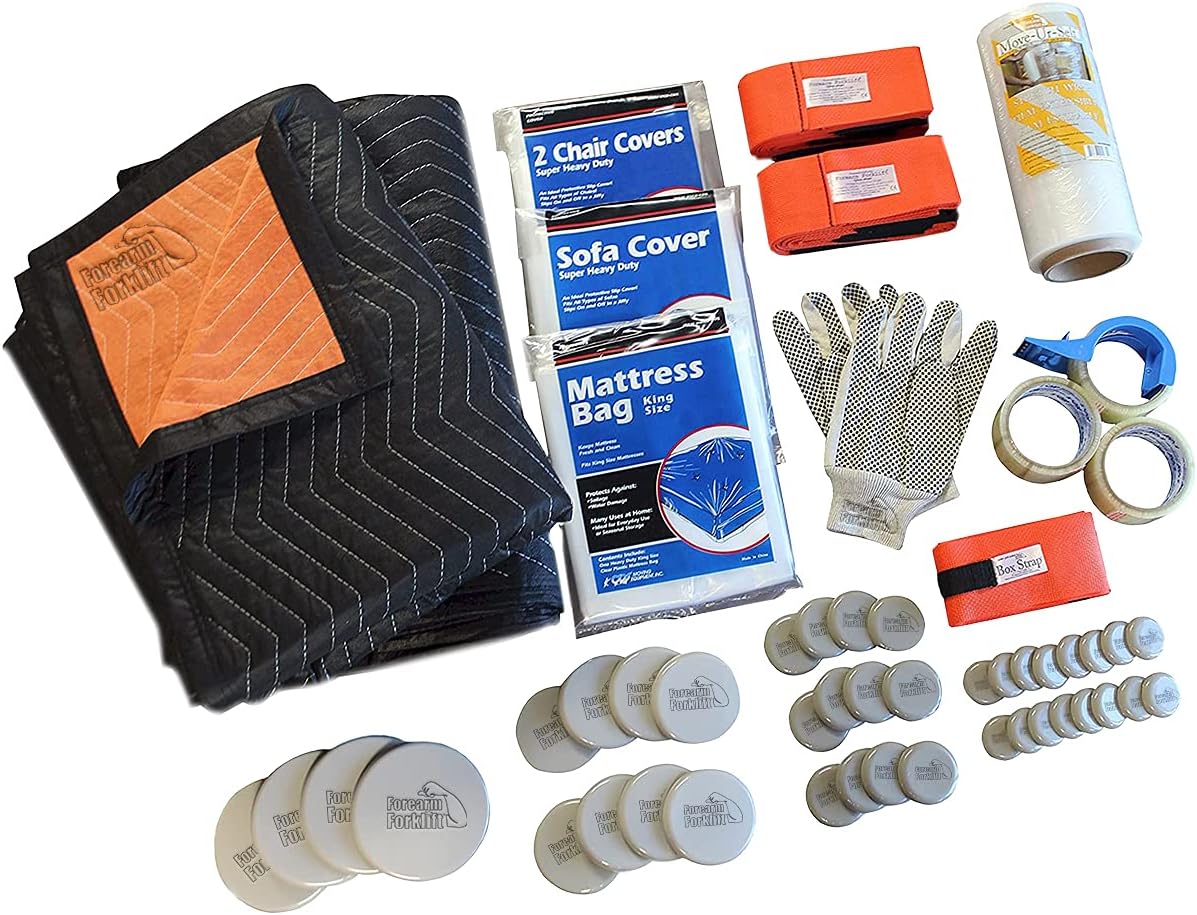 Kit de mudanza, completo para un estudio o 1 dormitorio. Correas móviles Forearm Forklift incluidas