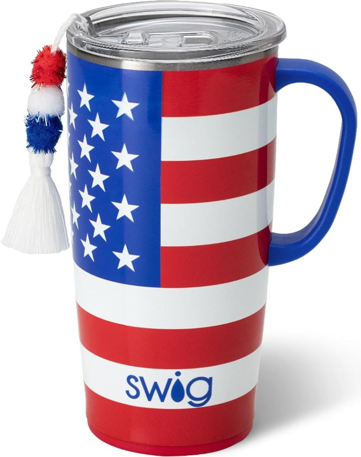 Swig Life – Taza de café de viaje de 22 onzas, vaso con aislamiento térmico con asa y tapa, para portavasos y lavavajillas, de acero inoxidable (All