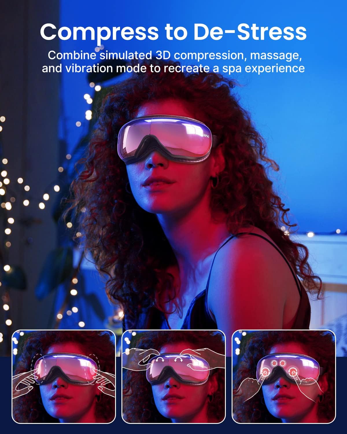 RENPHO Eyeris 1 masajeador de ojos con calor, máscara de ojos para dormir con música Bluetooth, masajeador facial, dispositivo de cuidado de los