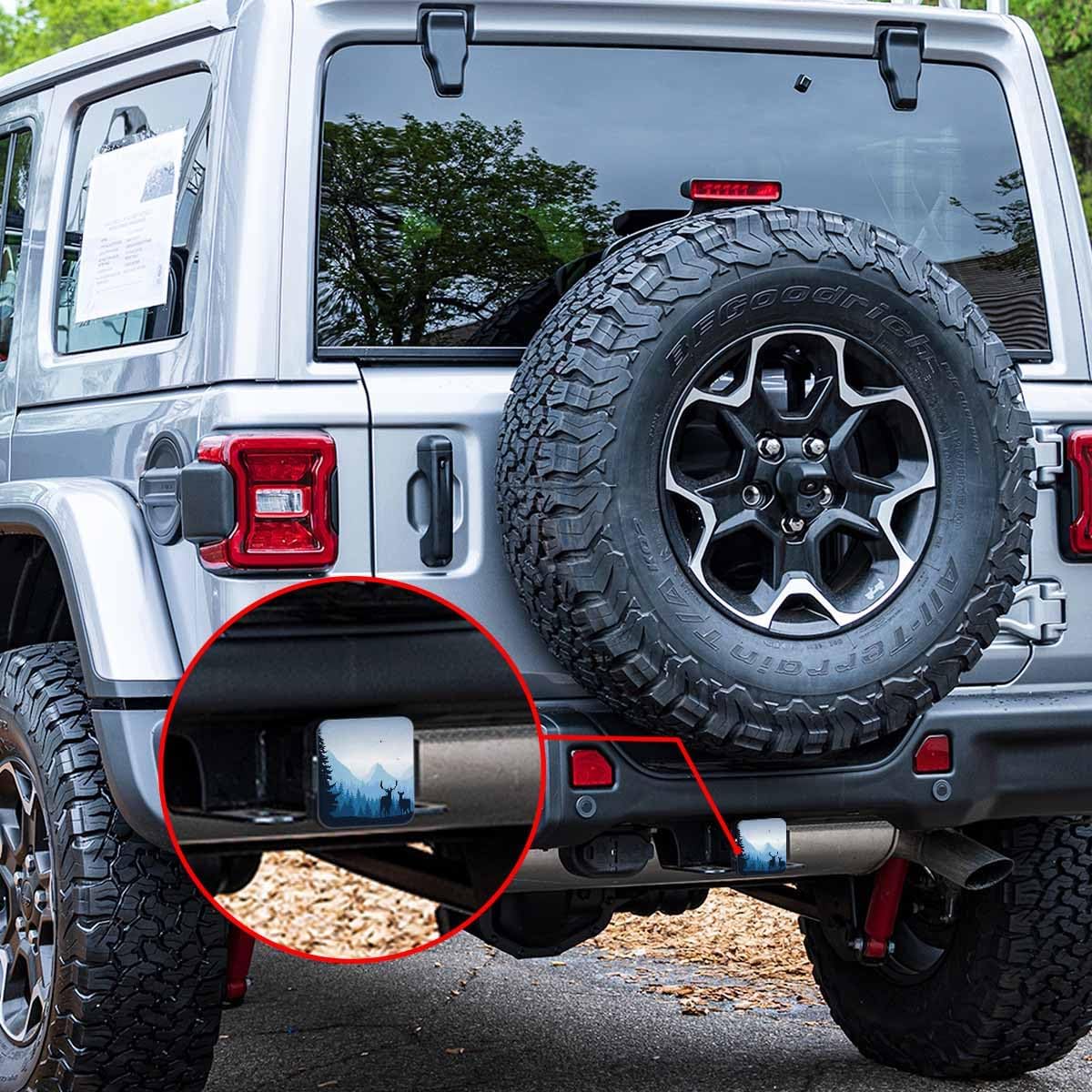 Beabes Cubiertas de enganche de ciervos de 2 pulgadas, cubierta de enganche de remolque de ciervos, accesorios exteriores de automóvil, cubierta de