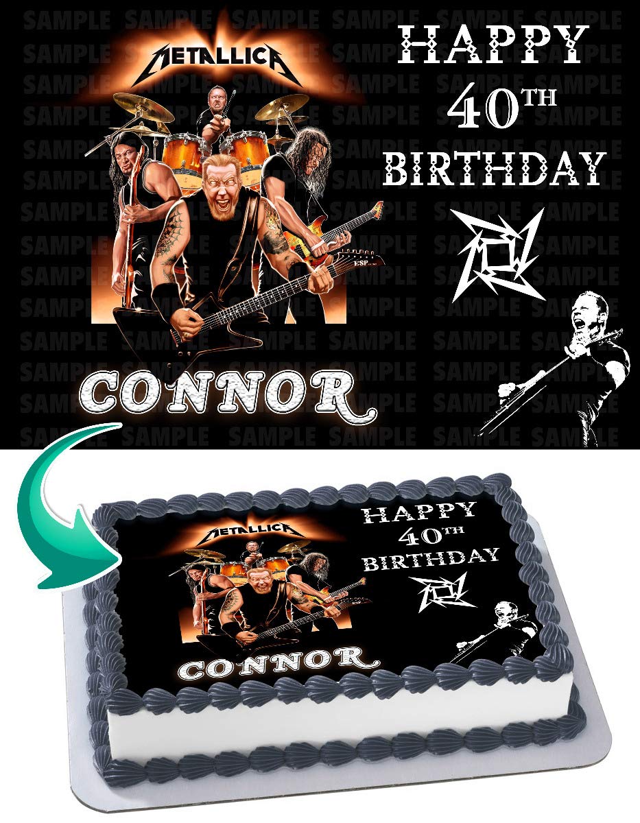 Cakecery Metallica – Decoración de imagen de pastel comestible personalizada para pastel de cumpleaños, 14 hoja