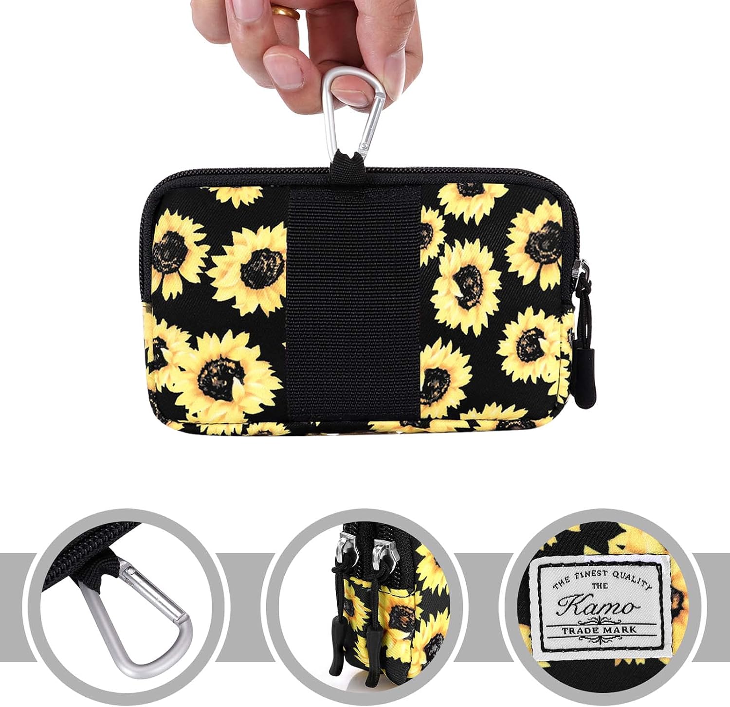 KAMO Funda horizontal de lona multiusos para teléfono celular, funda para teléfono celular con lazo para cinturón, bolsa para cinturón para mujeres,
