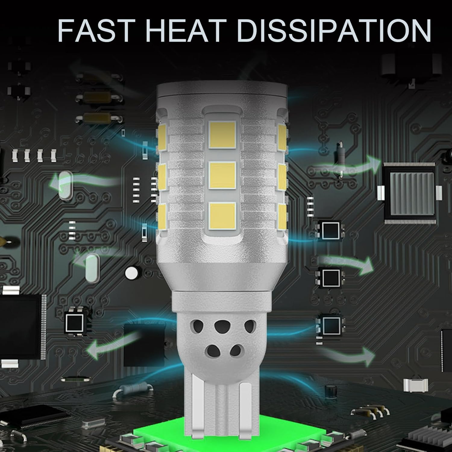 Paquete de 2 bombillas LED de respaldo para automóvil, luces de freno T15-3030-17SMD, luces de giro superbrillantes de 12 V, 2600 lm, kit de