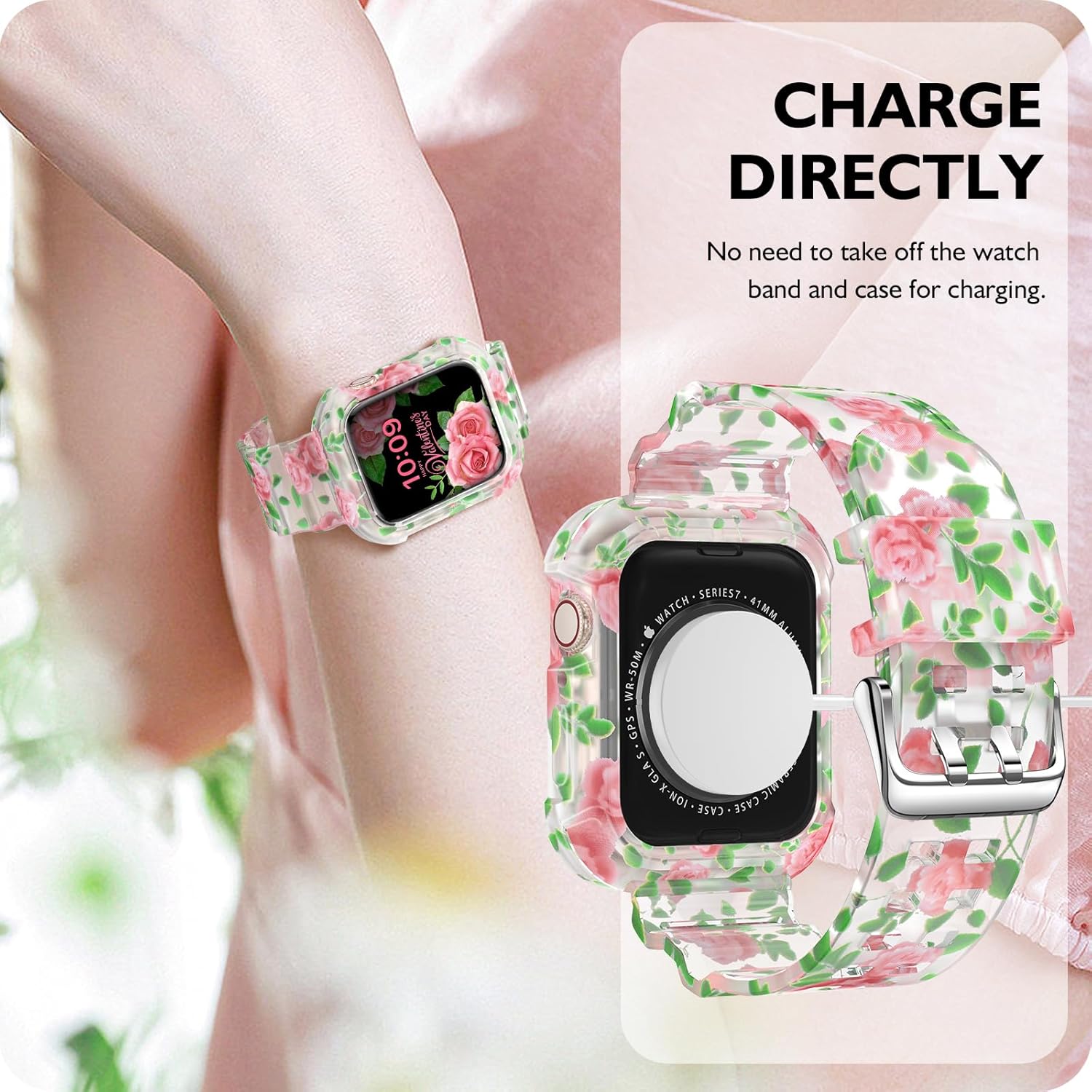 DABAOZA Compatible con Apple Watch Band transparente de 1.496 pulgadas, 1.575 pulgadas, 1.614 pulgadas, 1.654 pulgadas, 1.732 pulgadas, 1.772