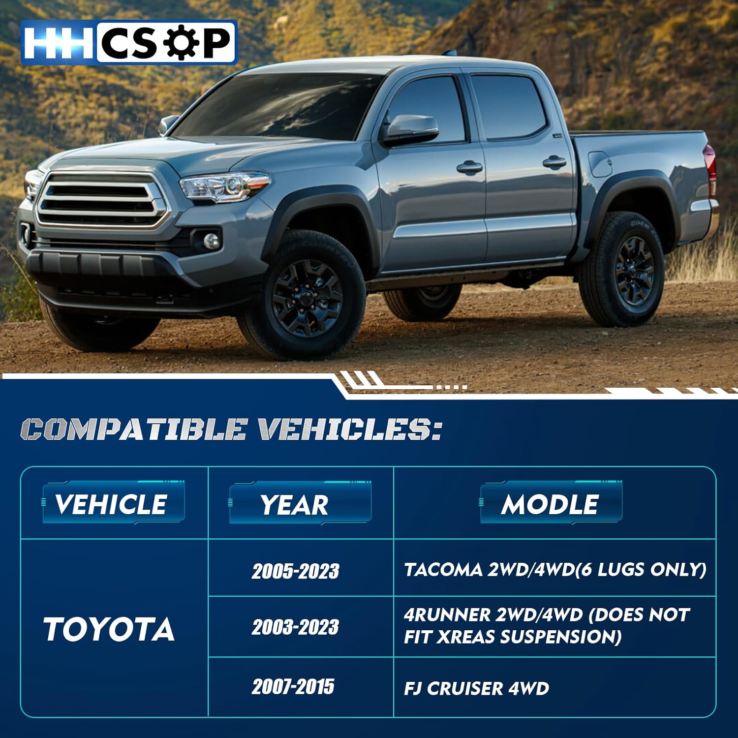 HHCSOP Kit de elevación de nivelación delantera de 2.5 pulgadas compatible con Toyota Tacoma 2005-2023, Toyota 4Runner 2003-2023, Toyota FJ Cruiser