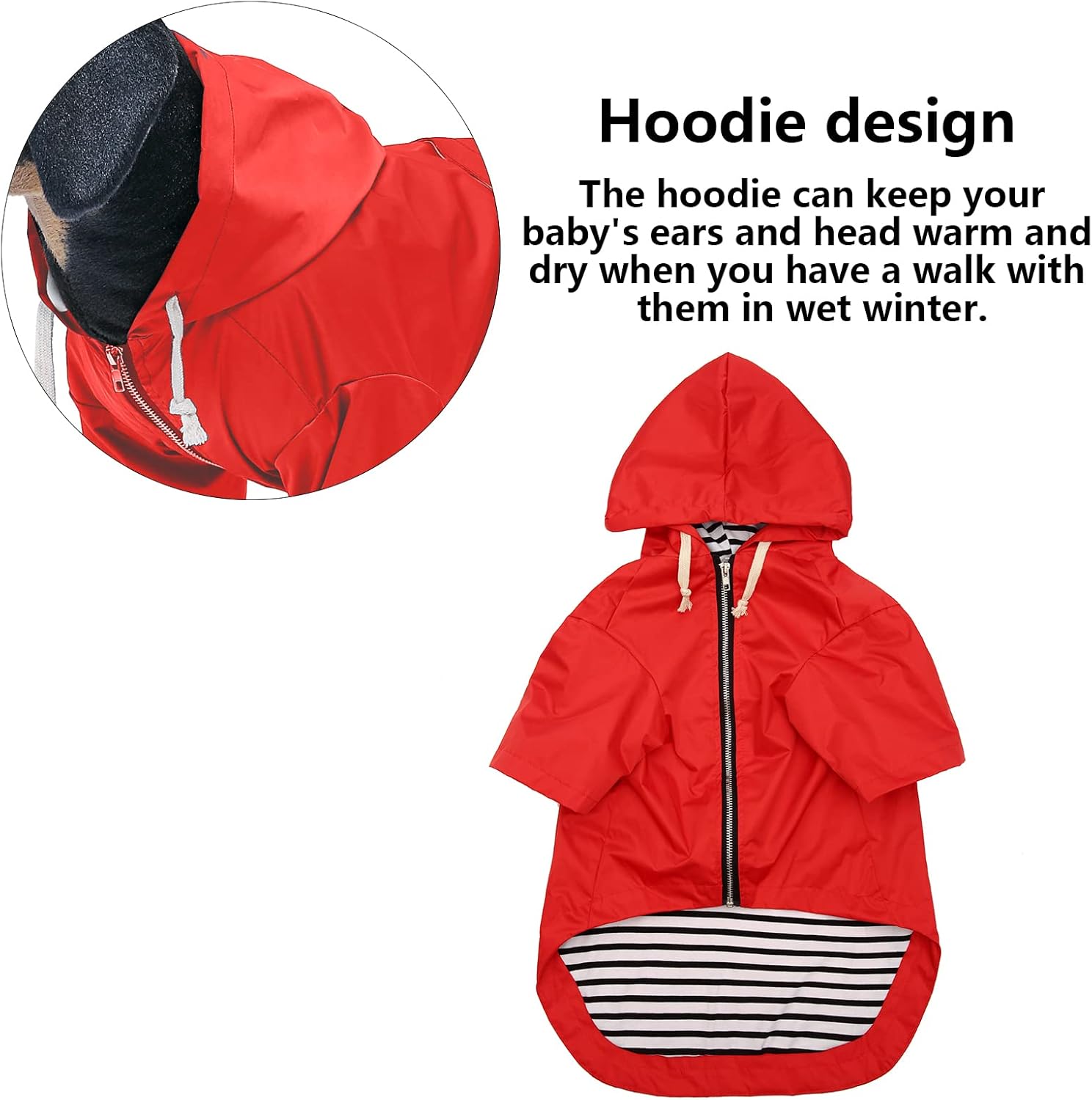 Chubasquero impermeable para perros con capucha para perros pequeños y medianos, poncho con correa reflectante, bolsillo de almacenamiento y agujero