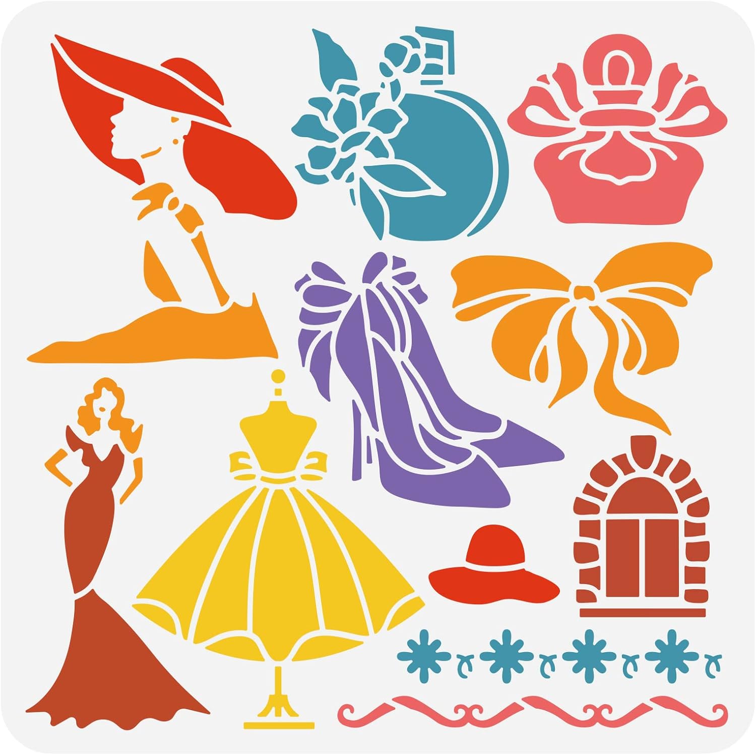 BENECREAT Plantilla de plástico de moda para mujer, vestido de perfume, plantilla de decoración de tacones altos, plantillas de pintura de dibujo