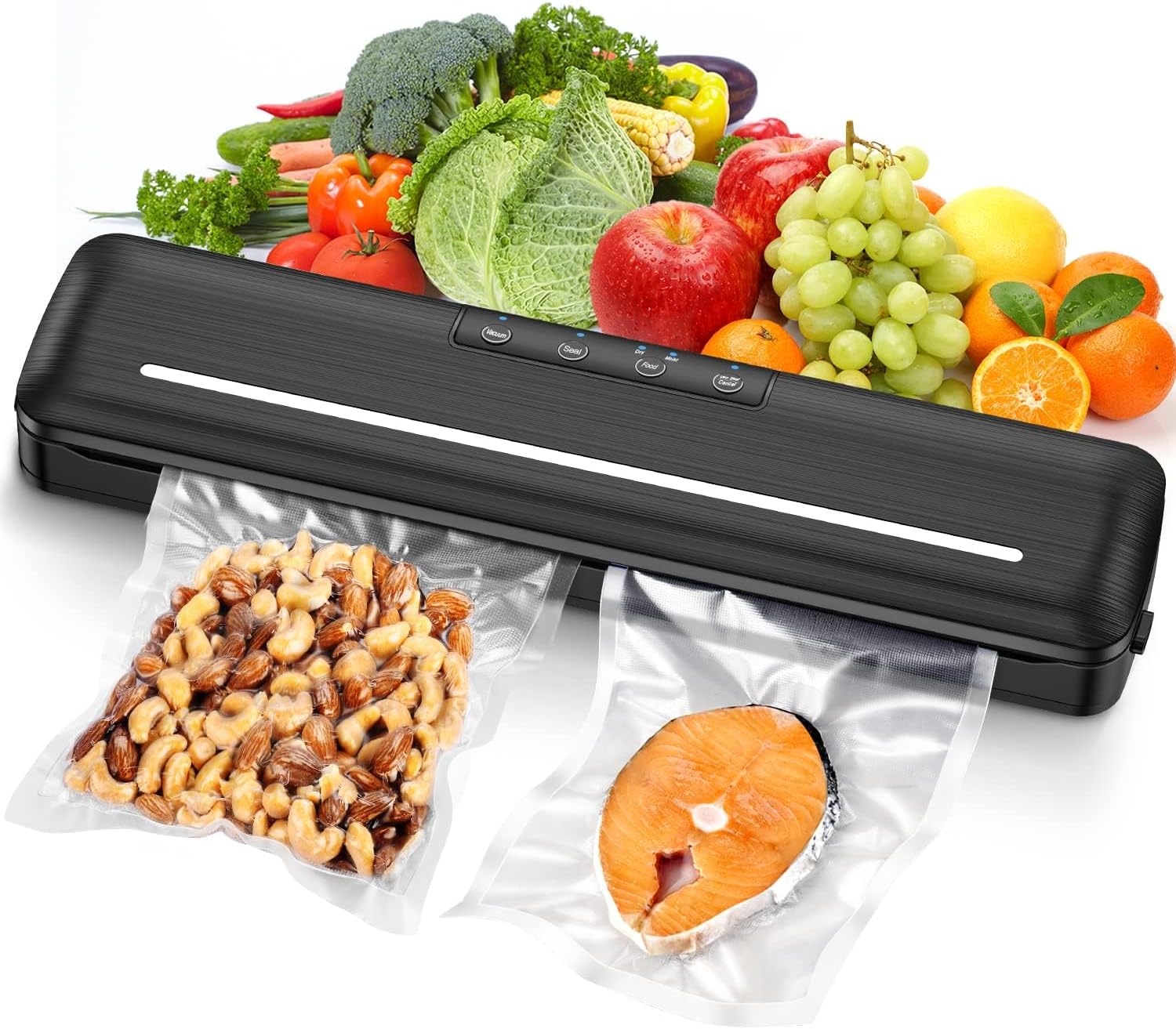 Sellador al vacío automático de sellado de aire para alimentos con modos de alimentos secoshúmedos y diseño de corte con 10 bolsas selladoras de