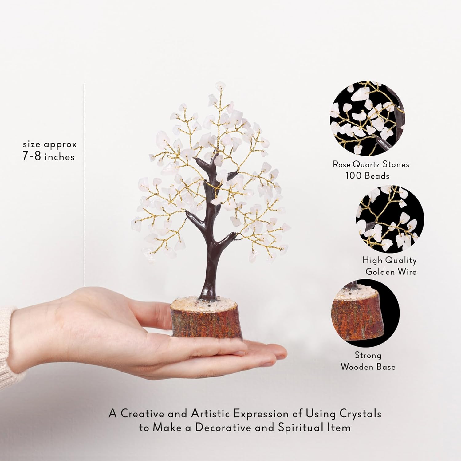 Cristales de cuarzo rosa, Árbol de dinero de buena suerte, Decoración de habitación rosa, Artículos espirituales, Árbol de dinero de cuarzo rosa,