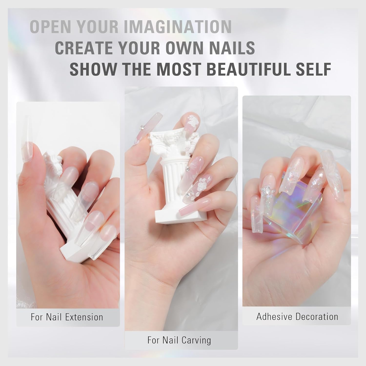 Aokitec Polvo acrílico transparente  1.06 oz de polvo acrílico profesional para uñas, polvo acrílico duradero para extensión de uñas, manicura