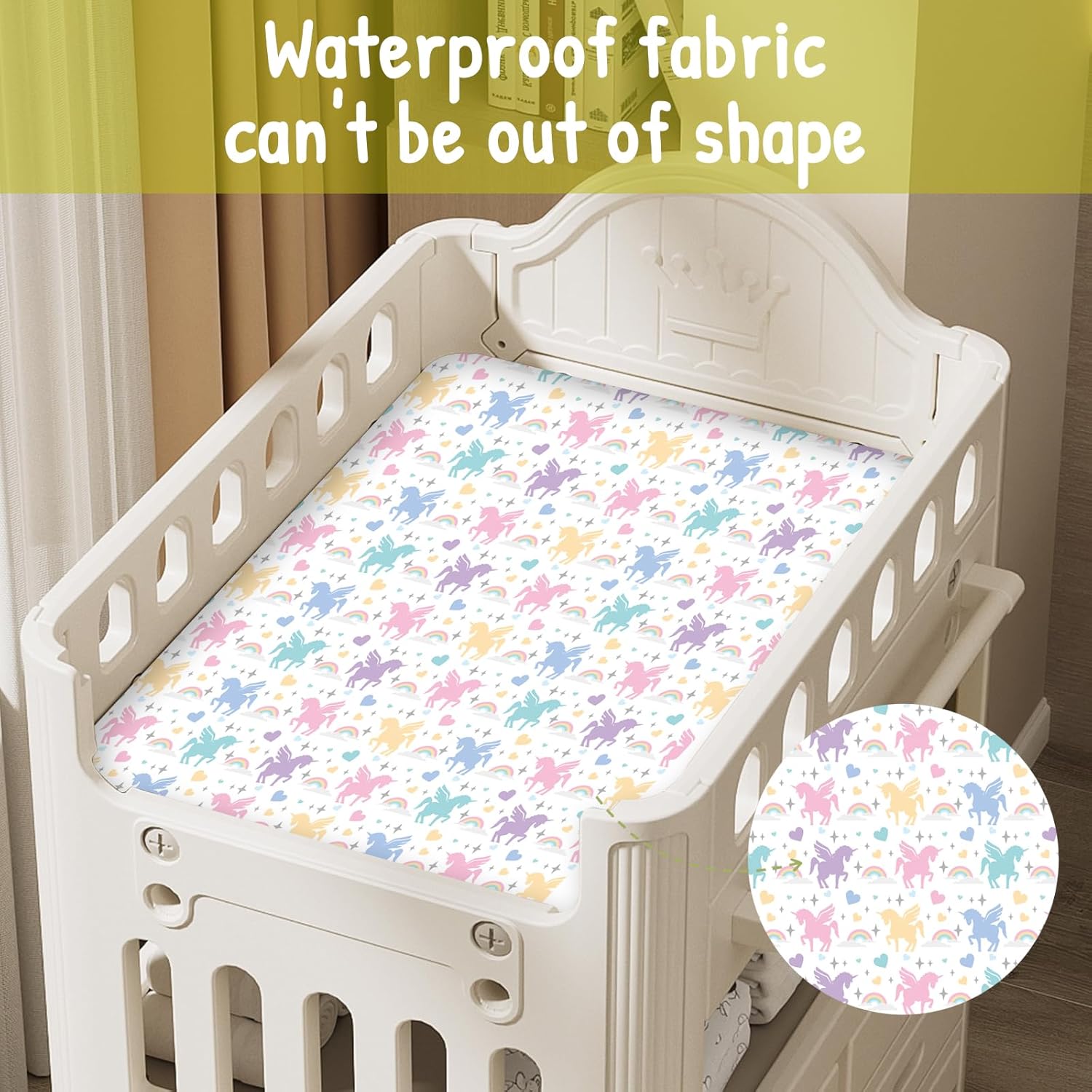 DEEZOMO Funda impermeable para cambiador de pañales para bebés niños y niñas, portátilmini microfibra suave (unicornio blanco)