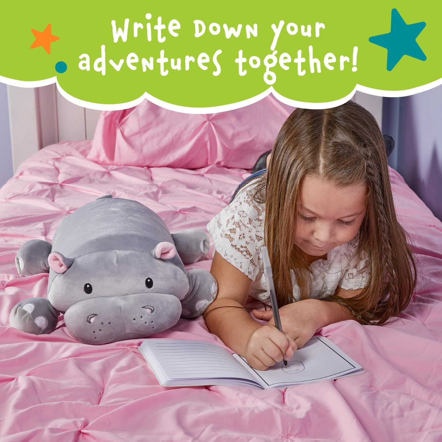 Gloria The Hippo – Almohada de felpa de espuma viscoelástica, 15 pulgadas