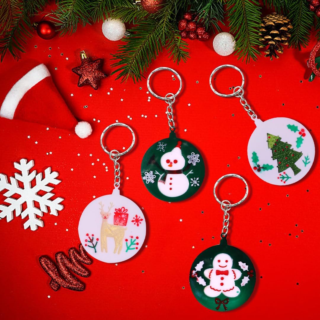 Zayookey Moldes de resina para colgantes de Navidad, adornos redondos, molde de silicona, llavero de joyería de Navidad, molde de fundición de