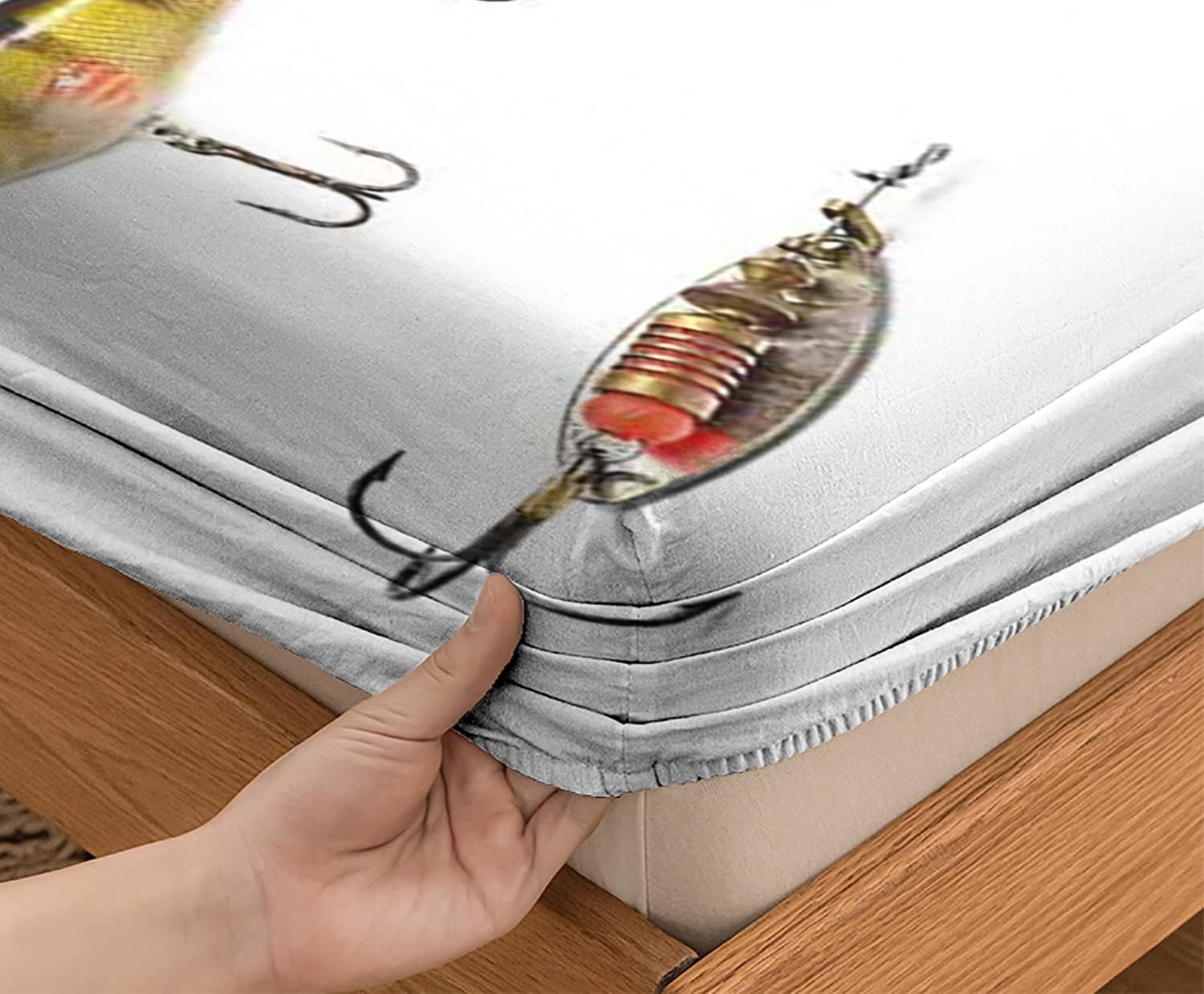 Juego de fundas de almohada con temática de pesca, tamaño individualindividual XL, patrón de temática de caza, juego de ropa de cama decorativo