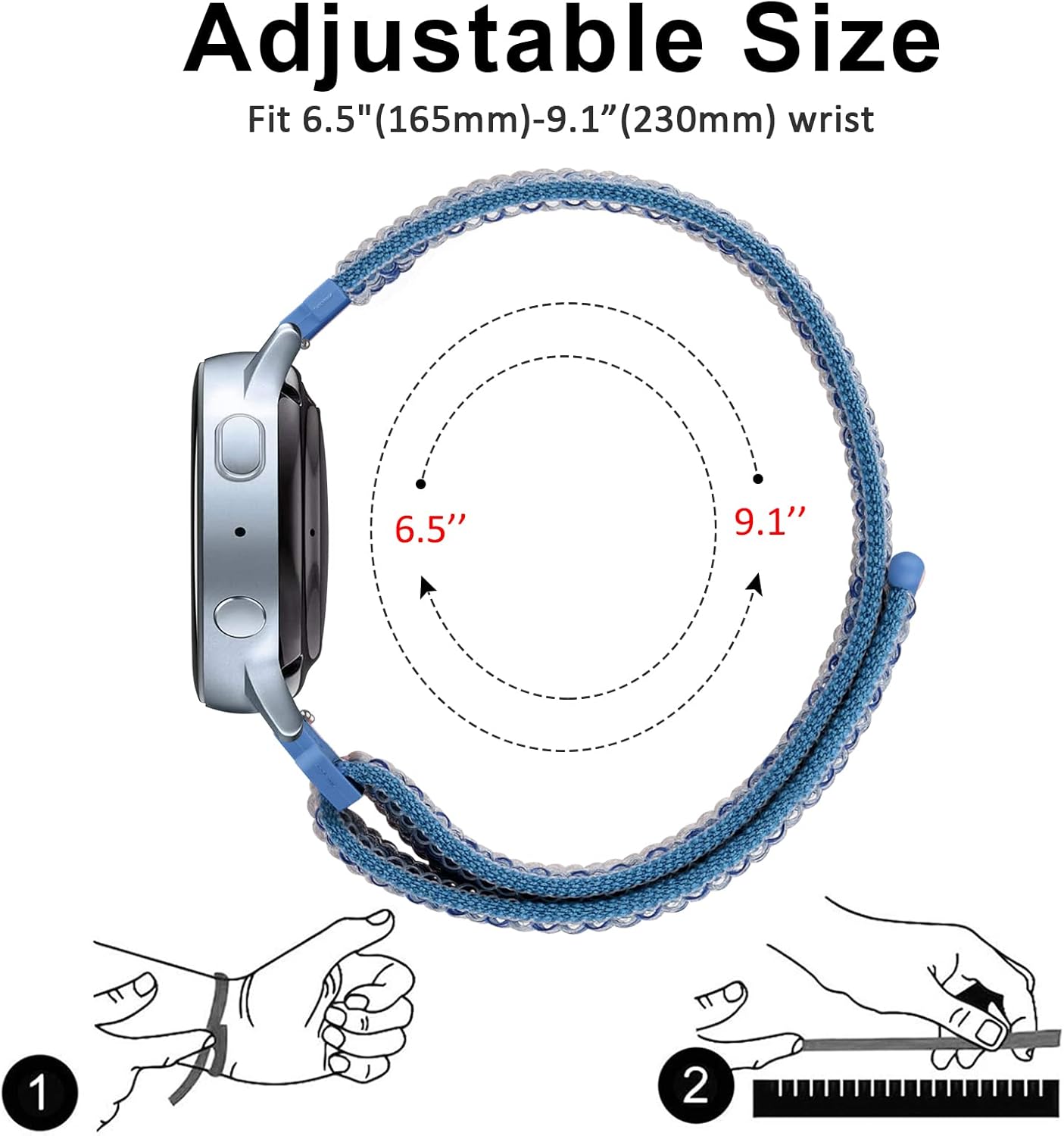Paquete de 2 correas para Garmin Venu  Venu 2 Plus  Venu Sq Watch Band para mujeres y hombres, correa de repuesto ajustable de nailon suave para