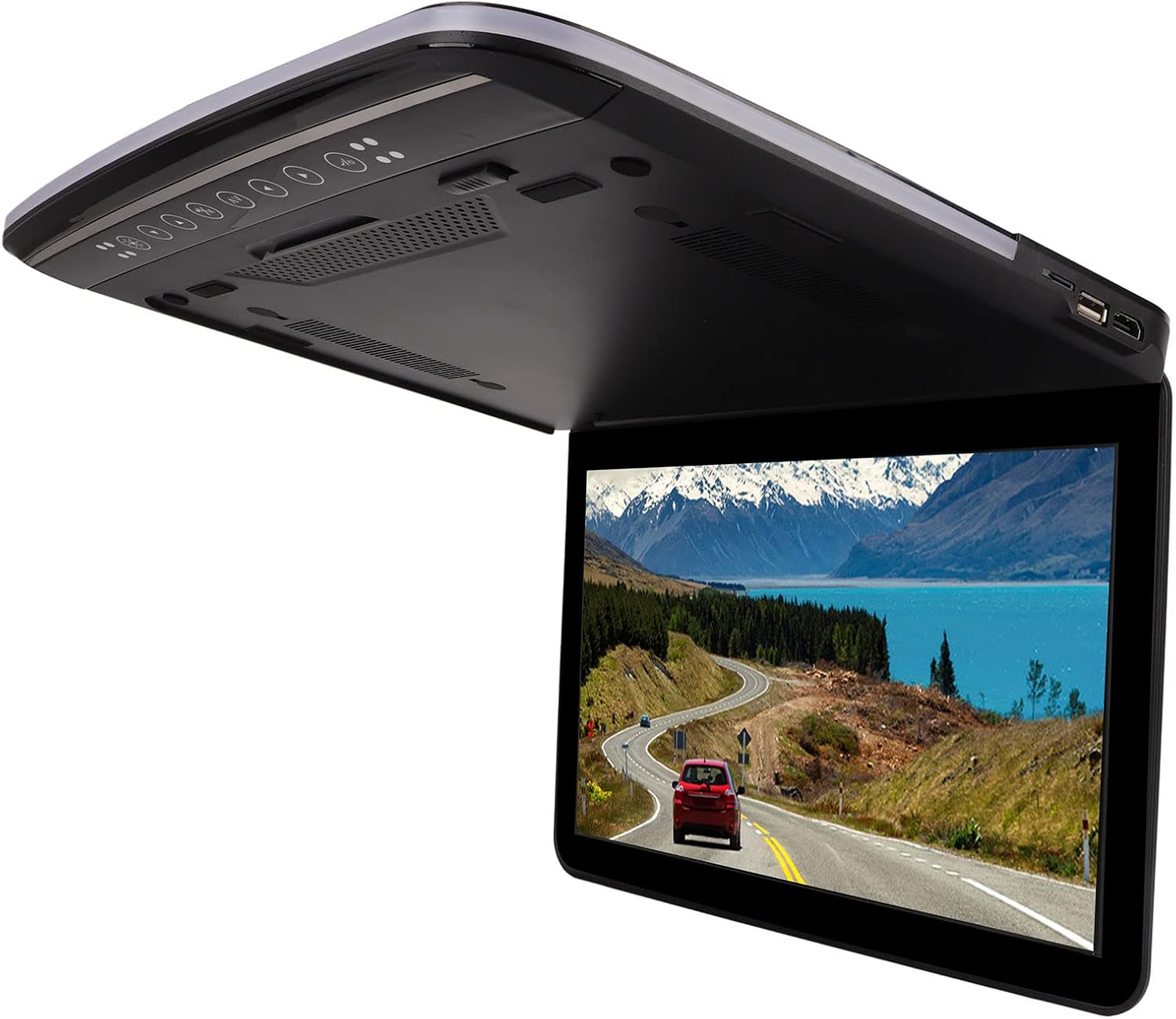 Monitor de techo de automóvil de 13.3 pulgadas, pantalla panorámica TFT de 169, reproductor de video superior de coche HD de 1080P con luz de doble