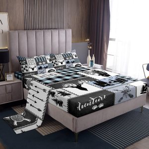 Deer Bear – Juego de sábanas para niños, tamaño individual, juego de ropa de cama rústica de aventura de caza para niños, niñas y adultos, Deer Bear – Juego de sábanas para niños, tamaño individual, juego de ropa de cama rústica de aventura de caza para niños, niñas y adultos,