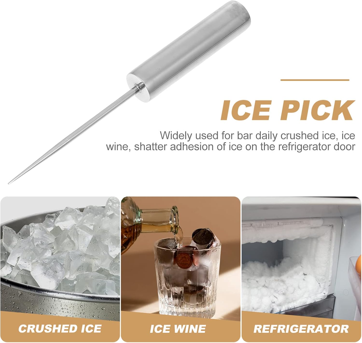 DOITOOL Picadora de hielo de acero inoxidable, trituradora de hielo, herramienta de hielo triturado para cocina, bares, camarero, picnic, camping y