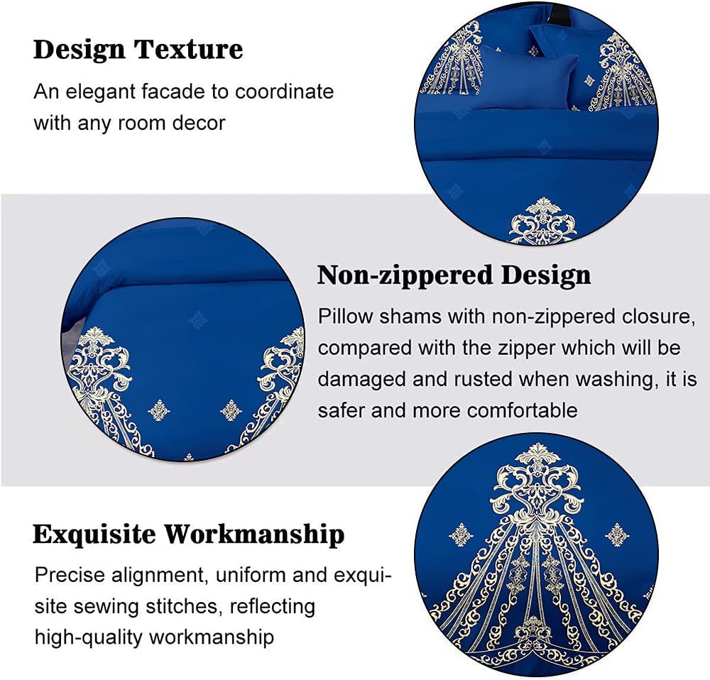 Shatex Juego de edredón azul tamaño individual XL, ropa de cama de 2 piezas para todas las estaciones, ultra suave, 100% microfibra de poliéster,