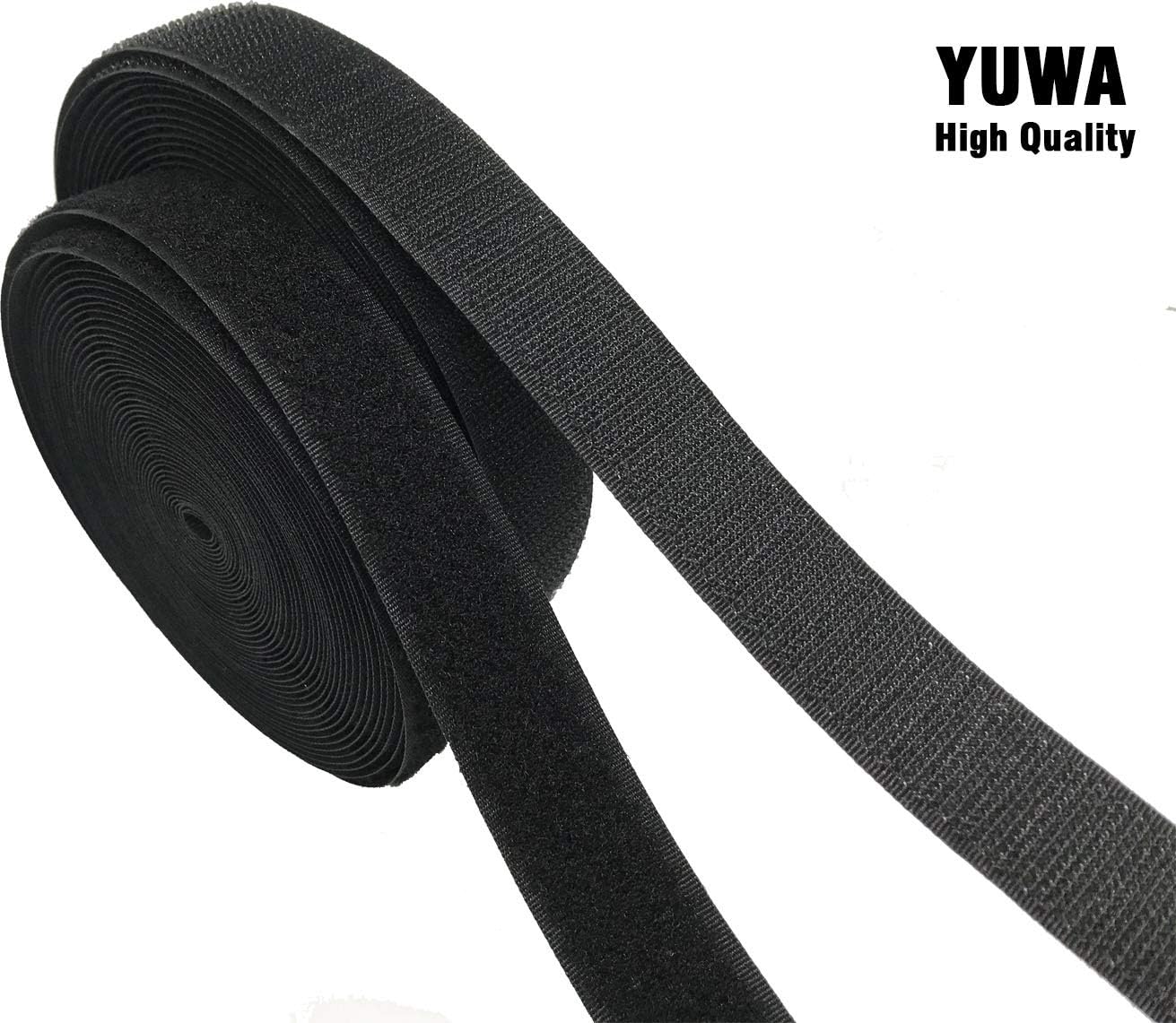 Yuwa Cinta mágica de velcro negra de 1 pulgada para coser, nailon para manualidades, no adhesiva (9 yardas) (negro)