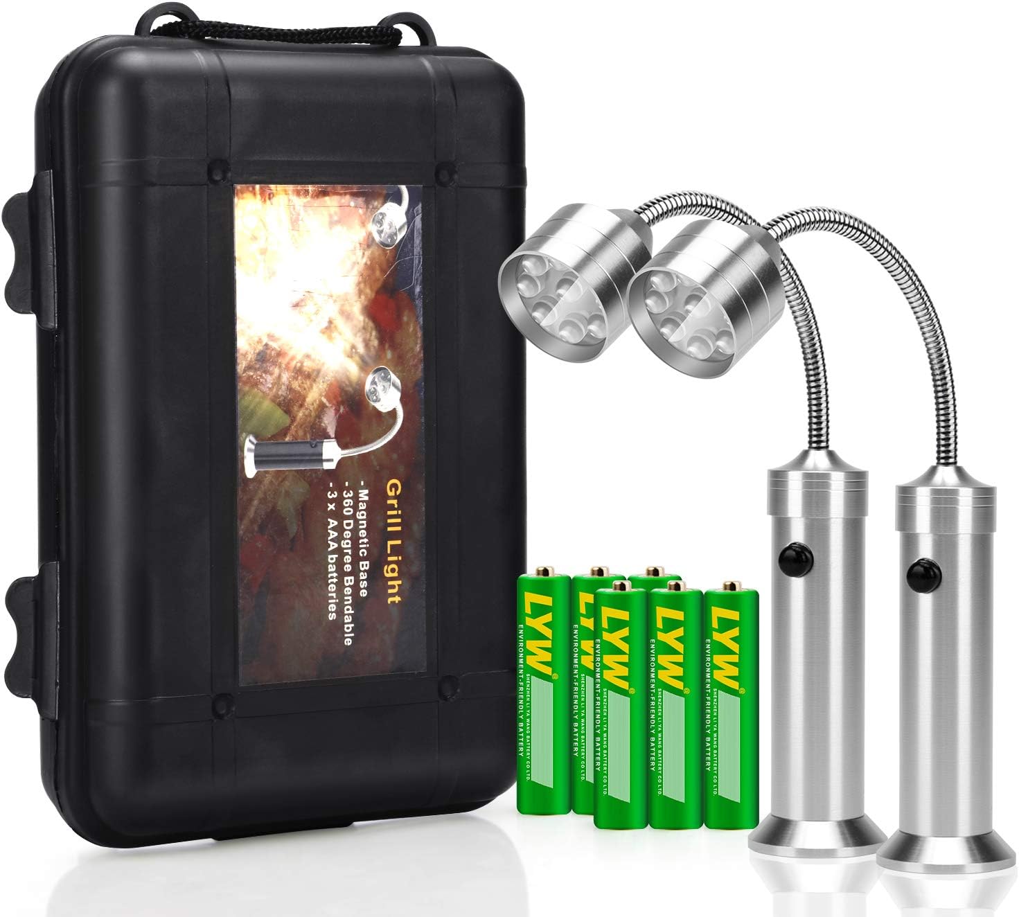 KOSIN – Luces LED para parrilla de asador con base magnética, muy brillantes, cuello de ganso flexible de 360 grados, resistente a la intemperie,