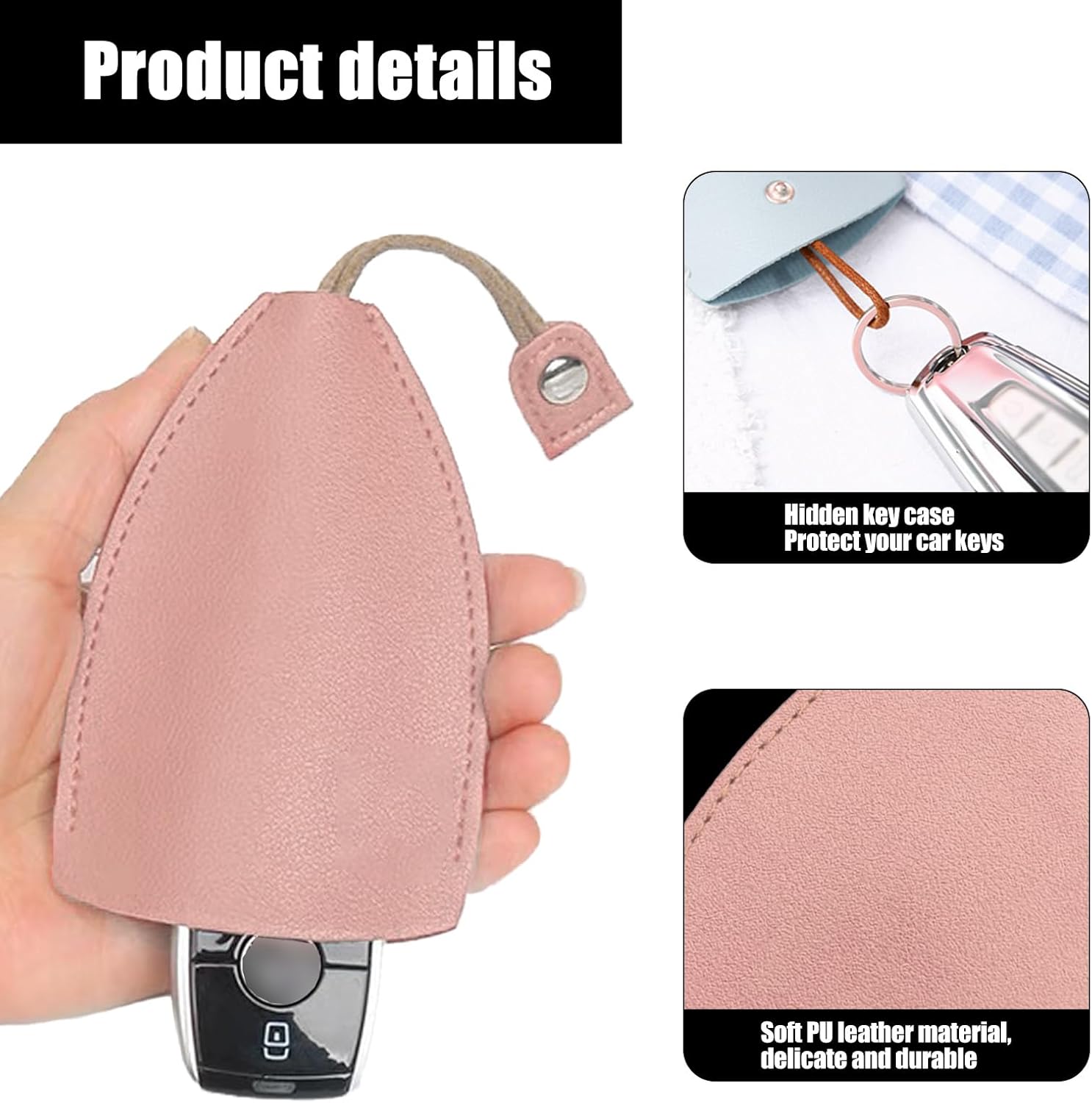 Funda protectora para llave de automóvil, de piel sintética, bolsa de almacenamiento extraíble con control remoto, adecuada para la mayoría de