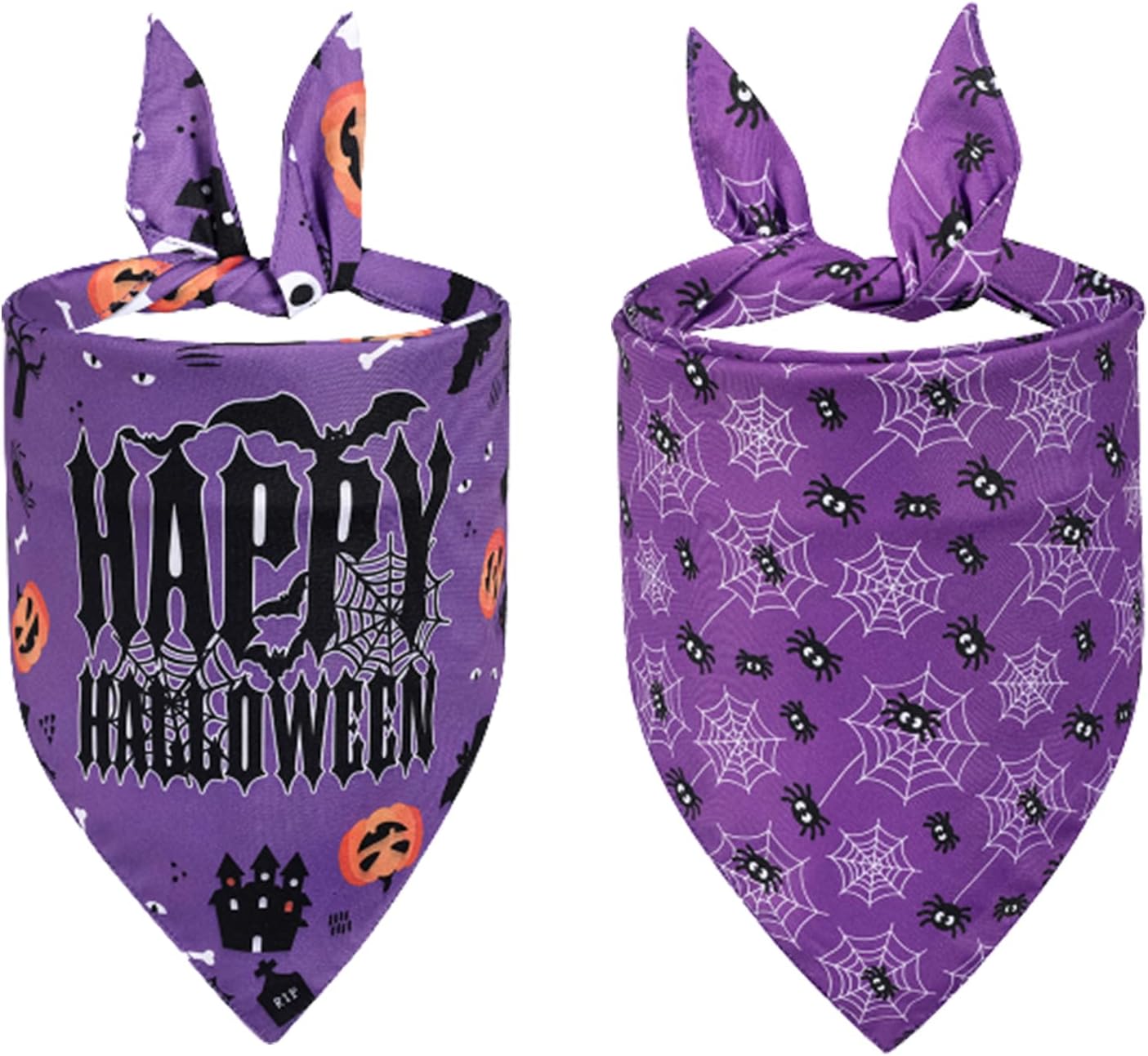 Bandana de Halloween para perros  2 pañuelos triangulares ajustables para mascotas para todas las razas  Pañuelo lavable para cachorros de Acción de