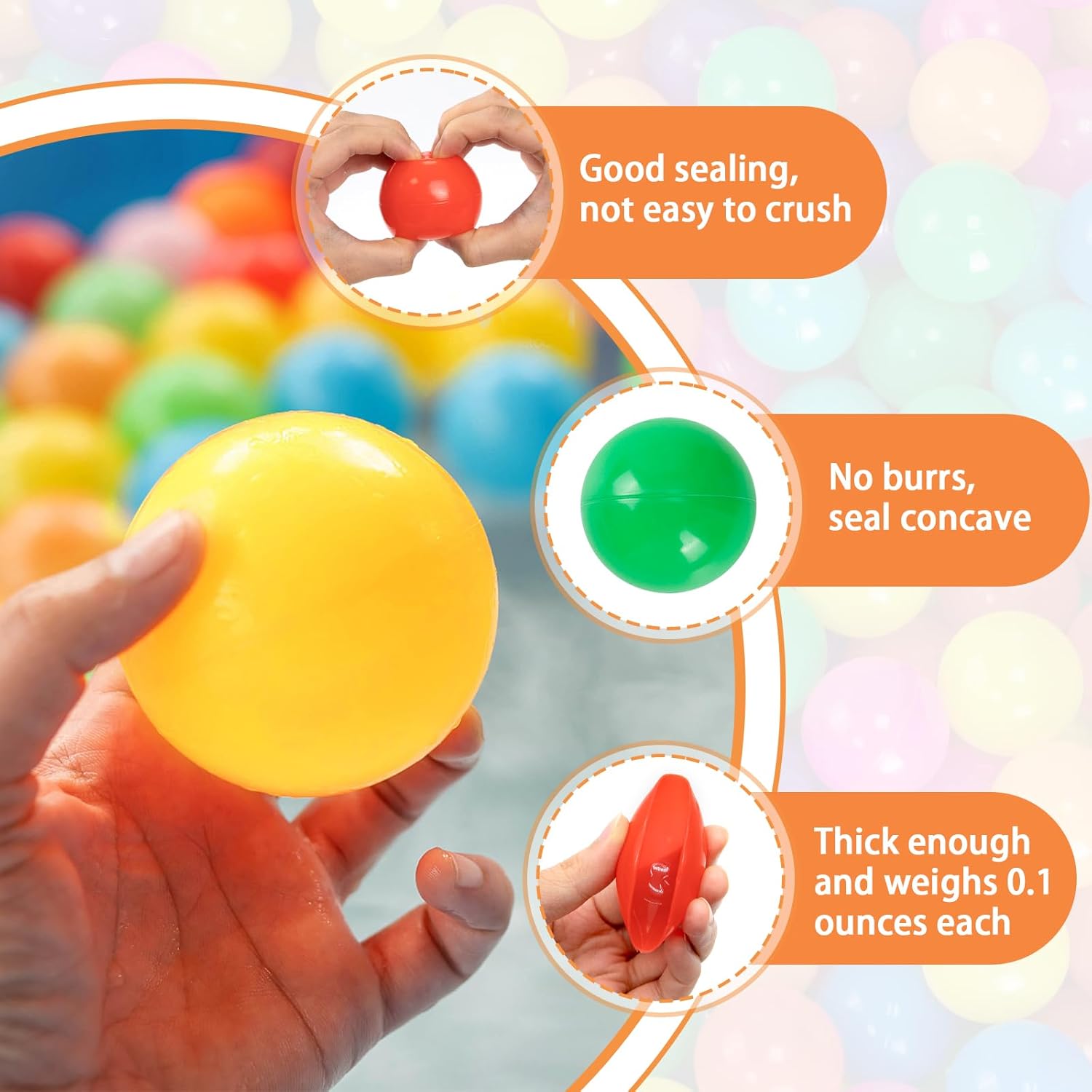 Markdang 170 bolas de bolas con bola de plástico a prueba de aplastamiento gratis para bebés y niños pequeños, 8 colores brillantes con bolsa de