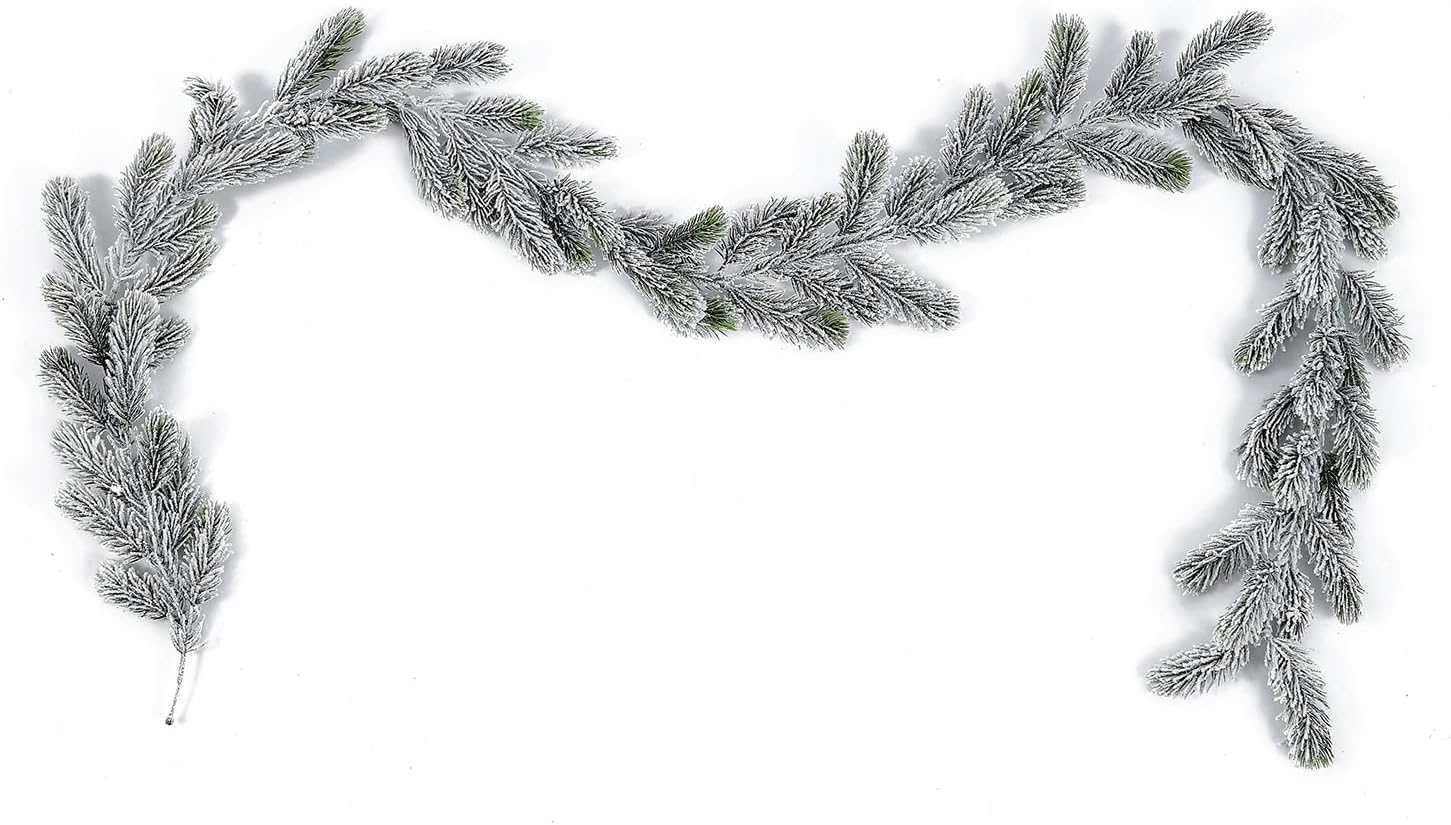 Guirnalda de Navidad de pino de nieve de 78 pulgadas, guirnalda de pino de Navidad para Navidad, temporada de vacaciones, mantel de mesa para