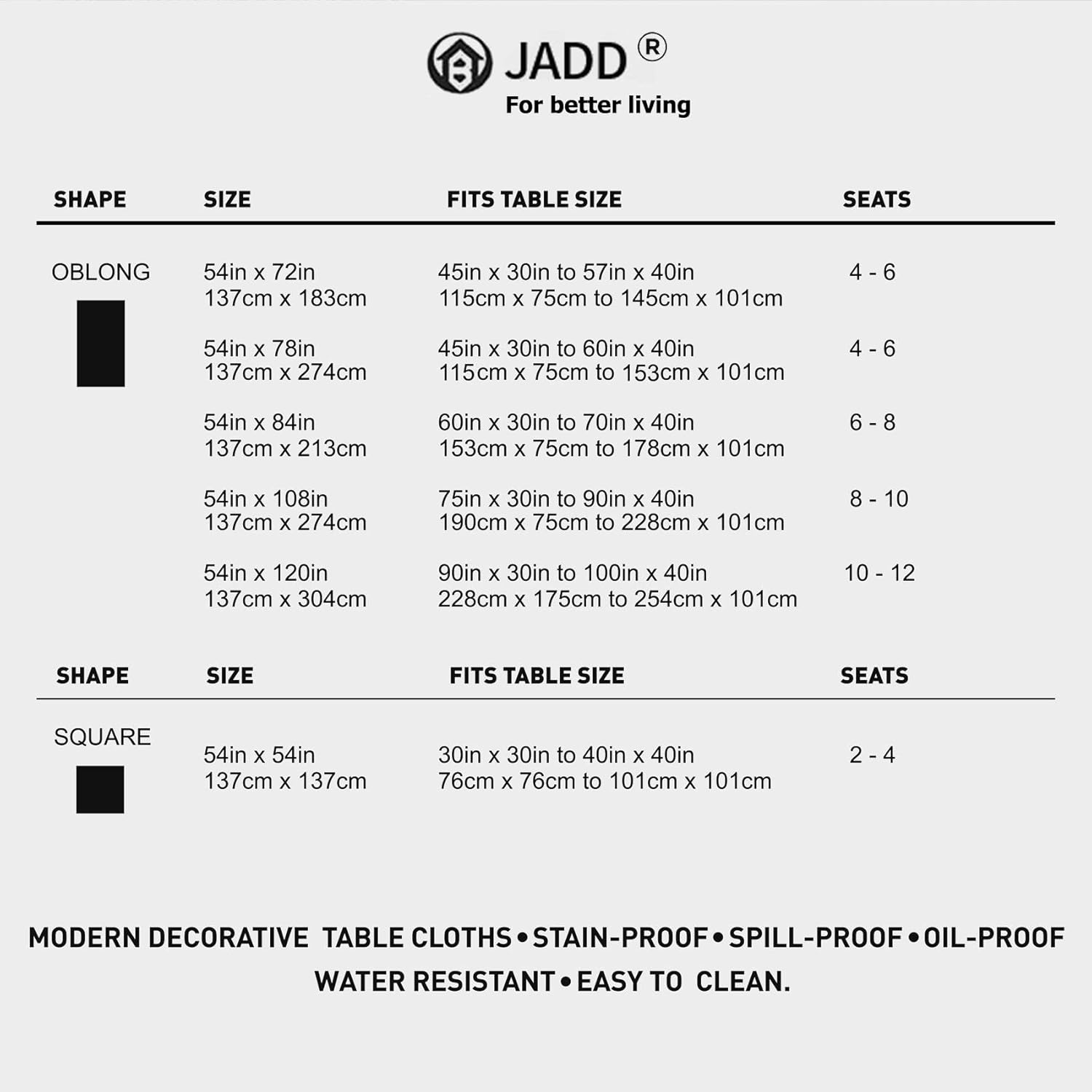 JADD Mantel rectangular de vinilo 100% impermeable, a prueba de aceite, a prueba de manchas, lavable, mantel de vinilo decorativo para cocina,