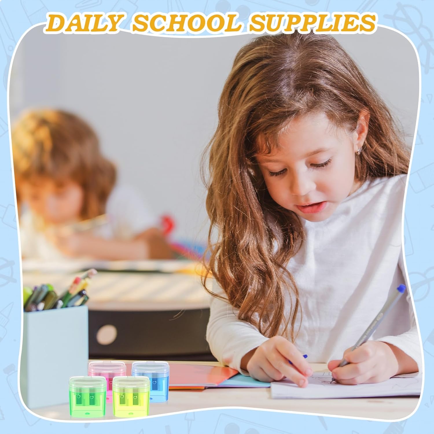 Lincia 12 sacapuntas de colores para niños, manuales a granel de doble agujero, sacapuntas compacto portátil de mano para niños, adultos,