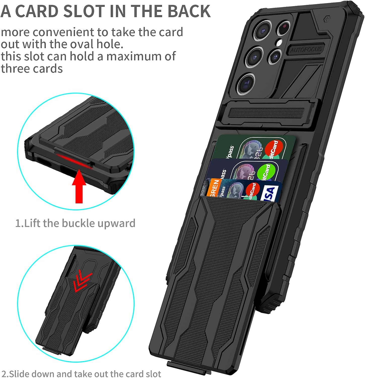 Funda para Galaxy S21 Ultra, Samsung S21 Ultra SM-G998U – Funda tipo cartera con protector de pantalla, tarjetero y soporte integrado a prueba de
