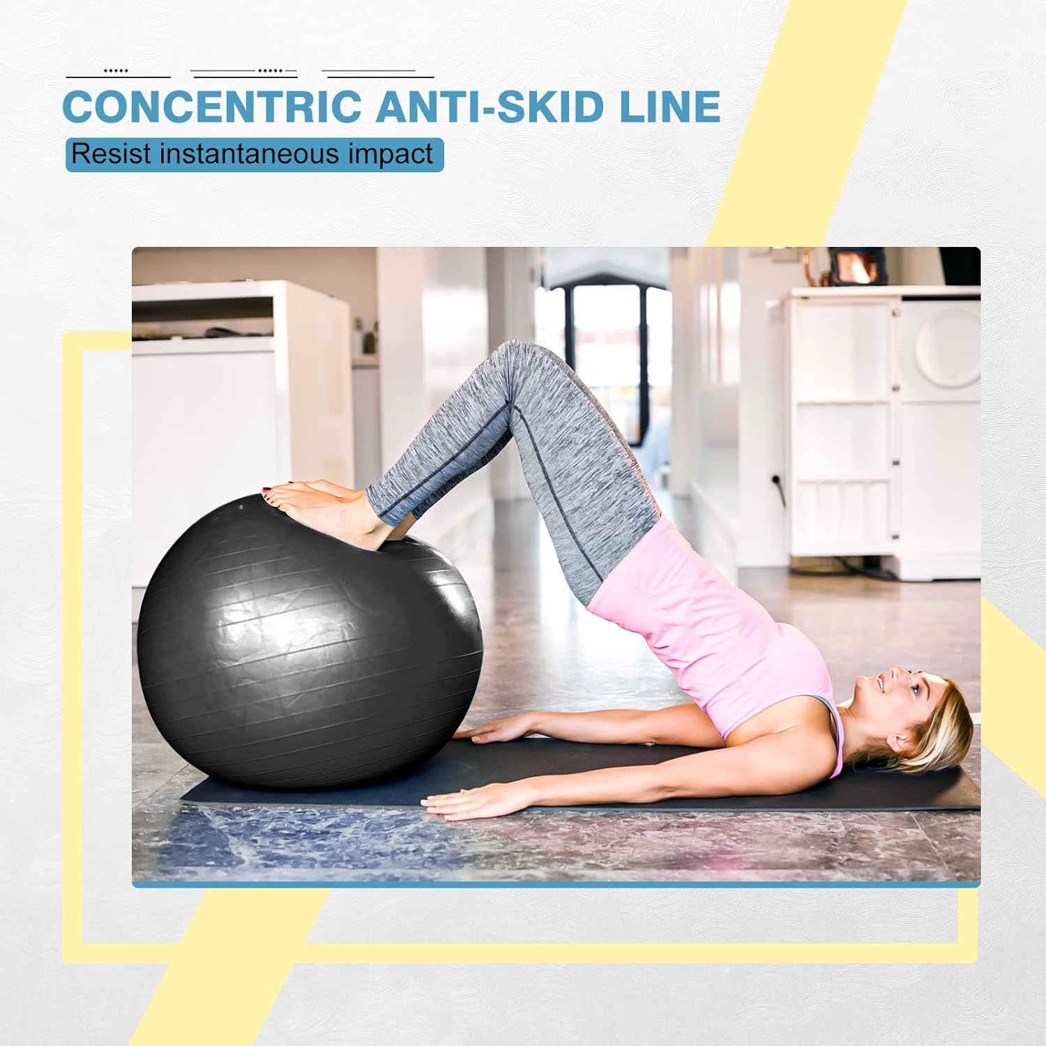 Pelota de yoga, pelota de pilates gruesa antideslizante para embarazo, parto, entrenamiento y entrenamiento básico, pelota de fitness antiestallidos