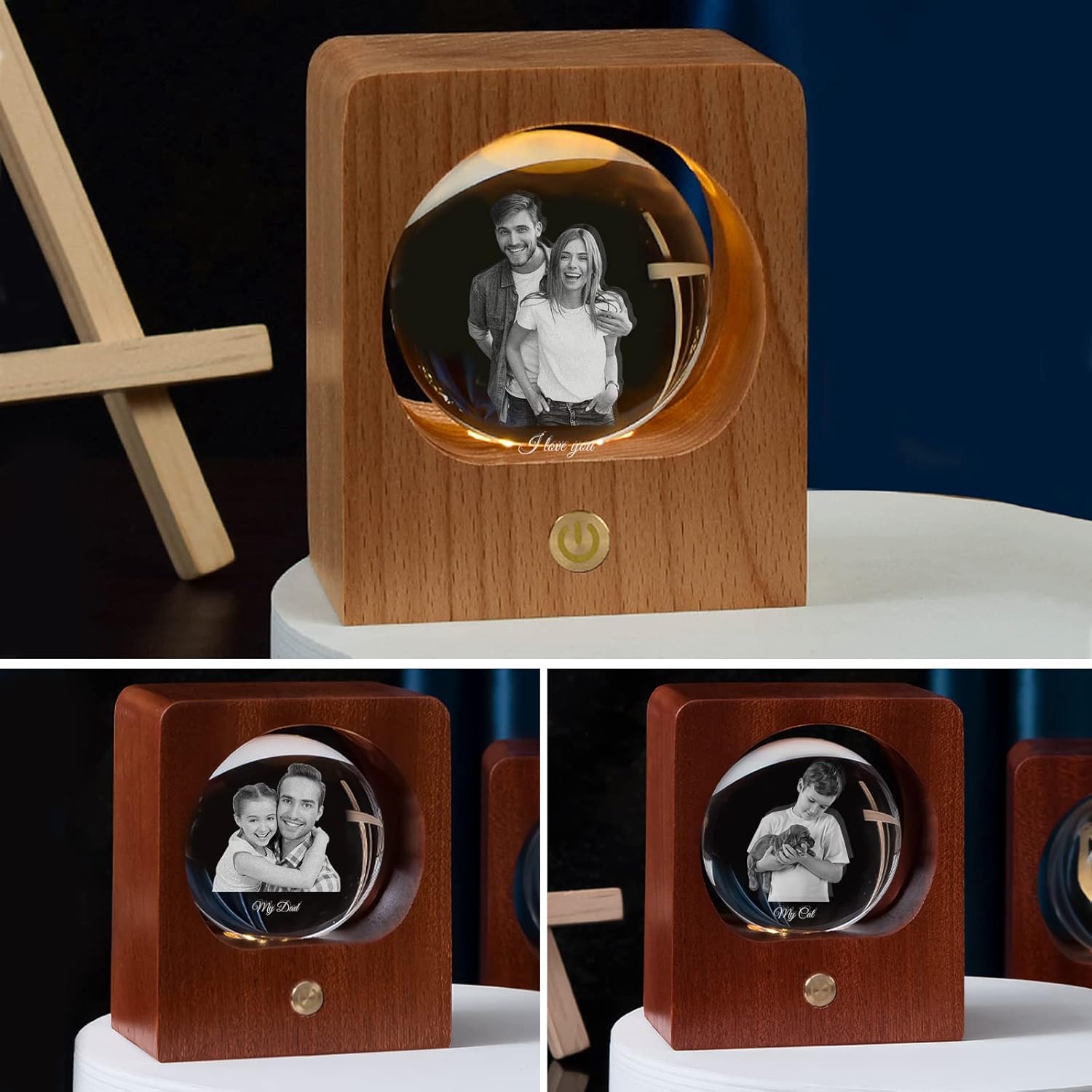 DEZUNTU Foto personalizada de bola de cristal 3D, imagen grabada en 3D personalizada en vidrio, regalo de recuerdo conmemorativo para cumpleaños del