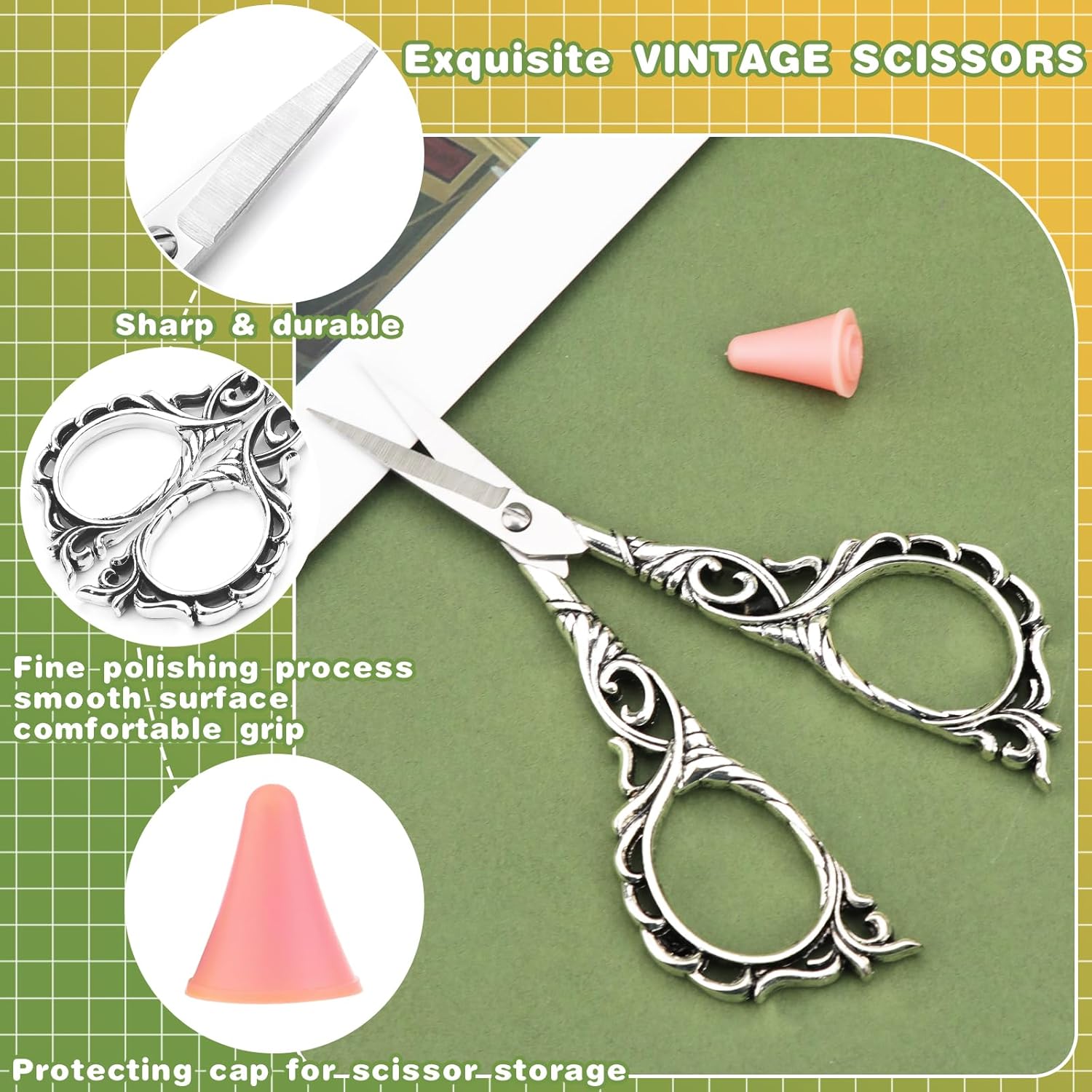 Tijeras de bordado, juego de tijeras de bordado vintage, tijeras vintage de estilo europeo, exquisitas tijeras de costura pequeñas, tijeras de