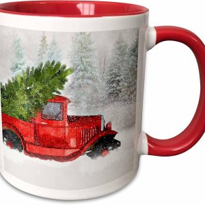 3dRose Vintage Classic Old Red Truck con árbol de Navidad en Bosque Nieve – Tazas (mug_298749_5) 3dRose Vintage Classic Old Red Truck con árbol de Navidad en Bosque Nieve – Tazas (mug_298749_5)