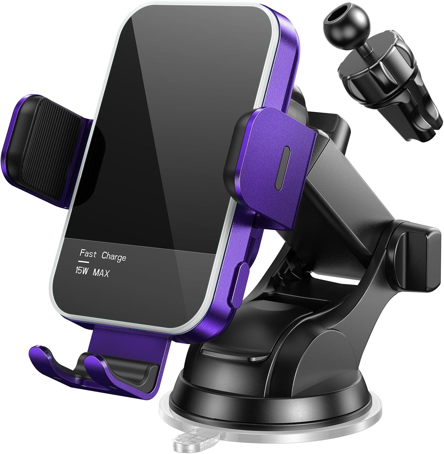 Cargador de coche inalámbrico, retroiluminación RGB de 7 colores soporte de teléfono para iPhone 15 14 13 12 Mini Pro Max 11 XR, Samsung Galaxy S24