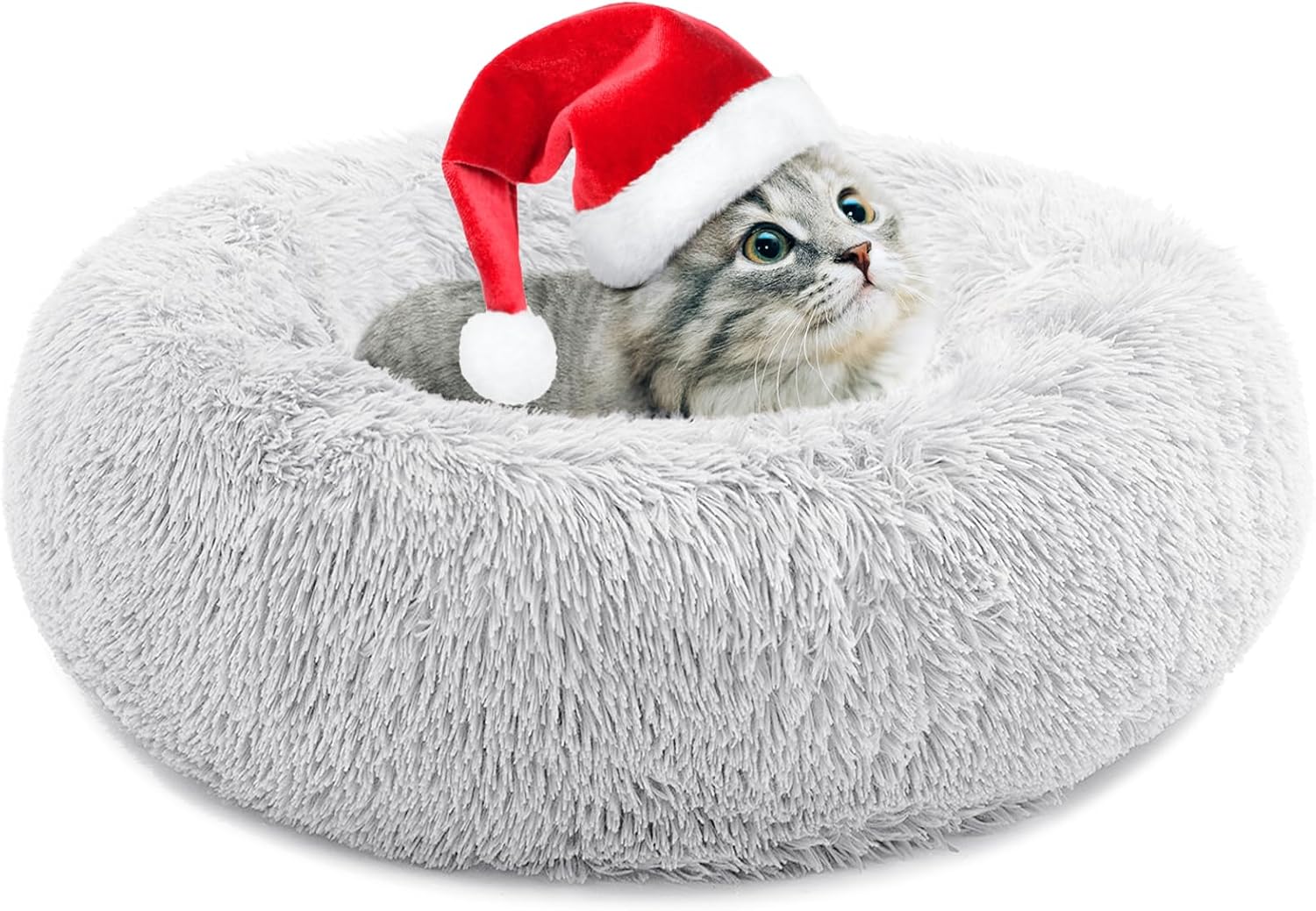 Cama pequeña para gatos de interior, cama autocalentable en forma de donut para gatos pequeños que se mantienen calientes, cama lavable para