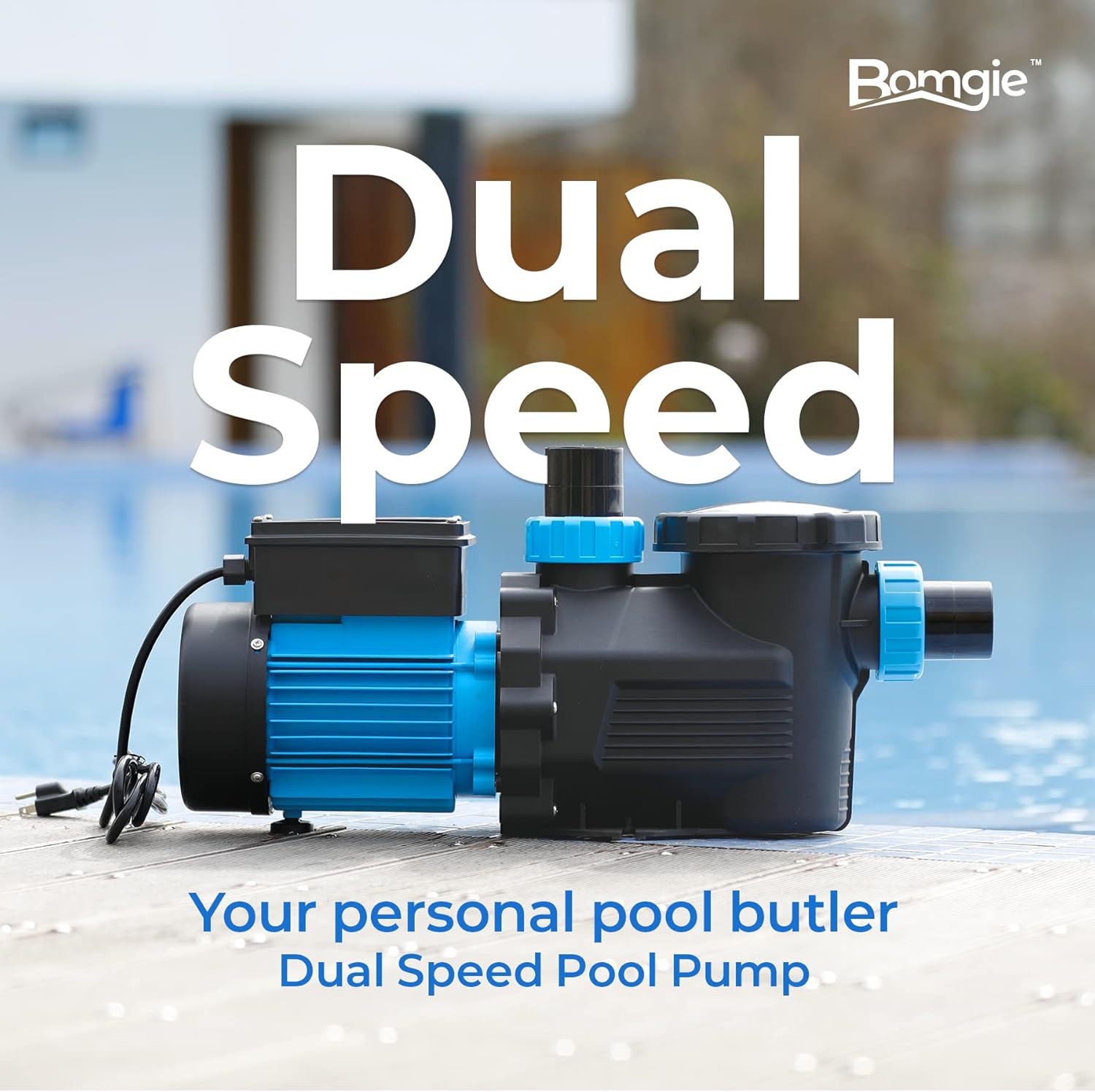 Bomba de piscina de 34 HP de doble velocidad, 4700 GPH de dos velocidades, bombas de piscina autocebantes de velocidad variable con cesta de filtro